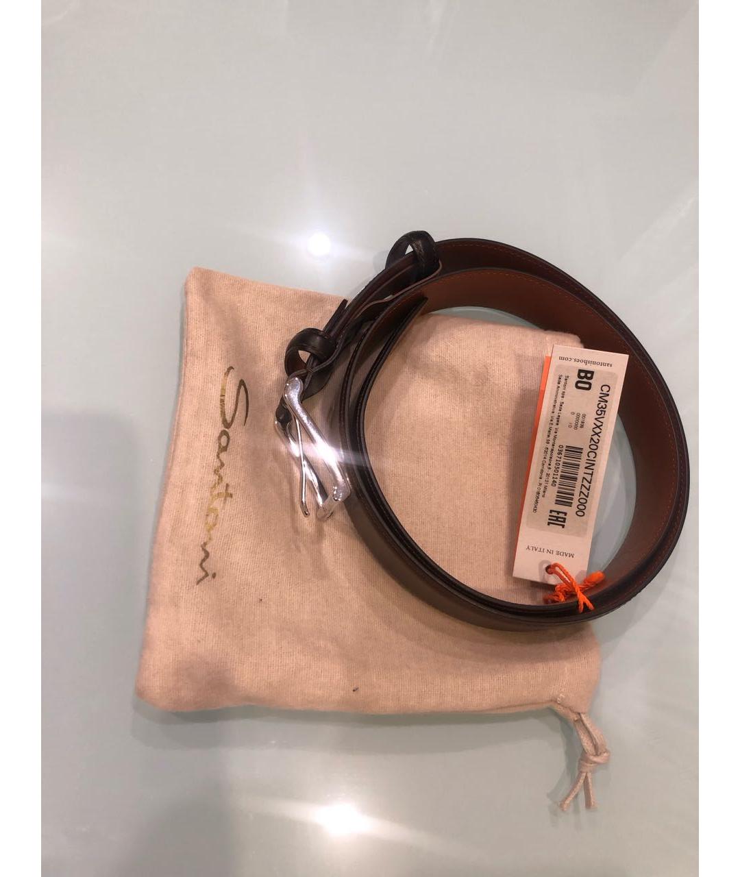 SANTONI Коричневый кожаный ремень, фото 8