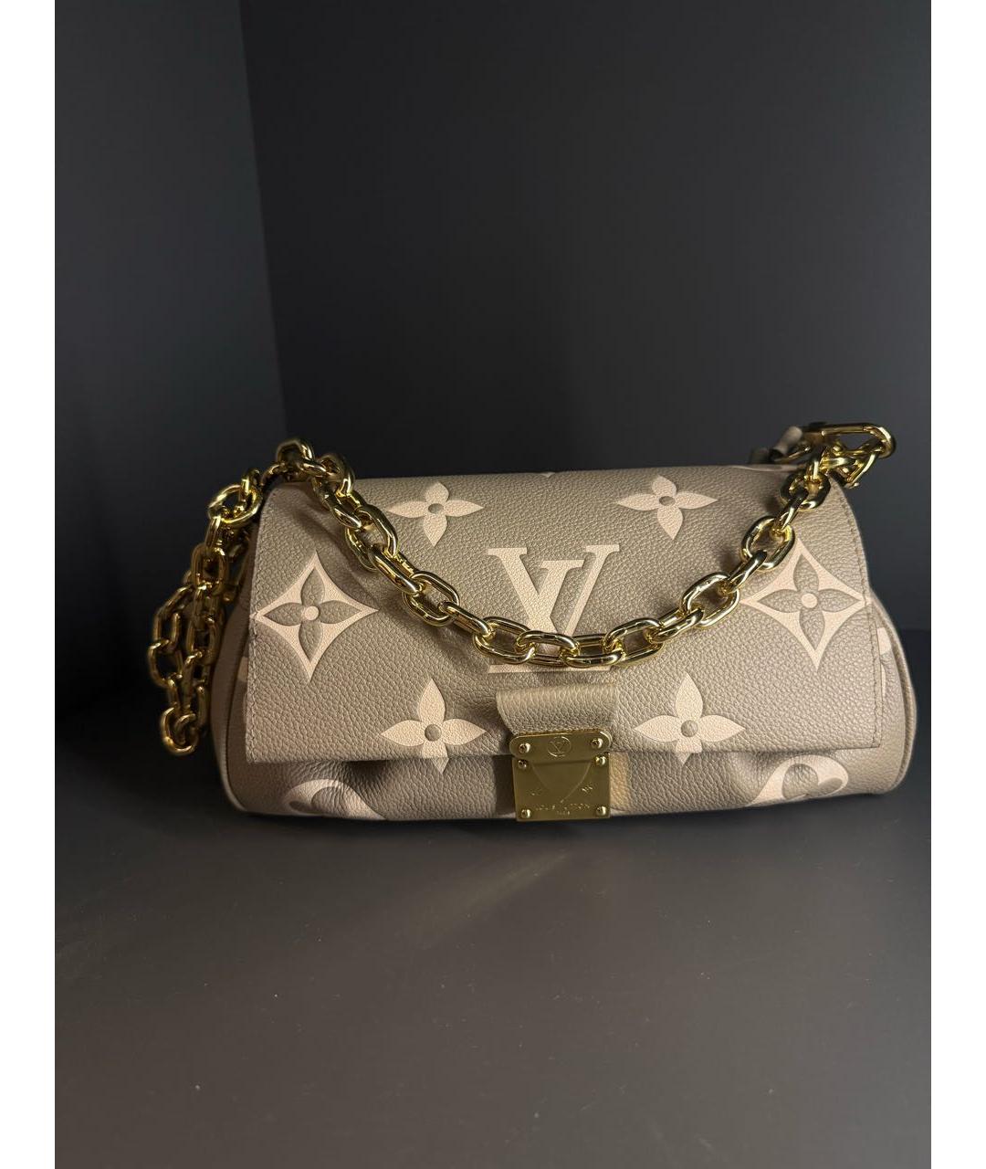 LOUIS VUITTON Бежевая кожаная сумка через плечо, фото 5