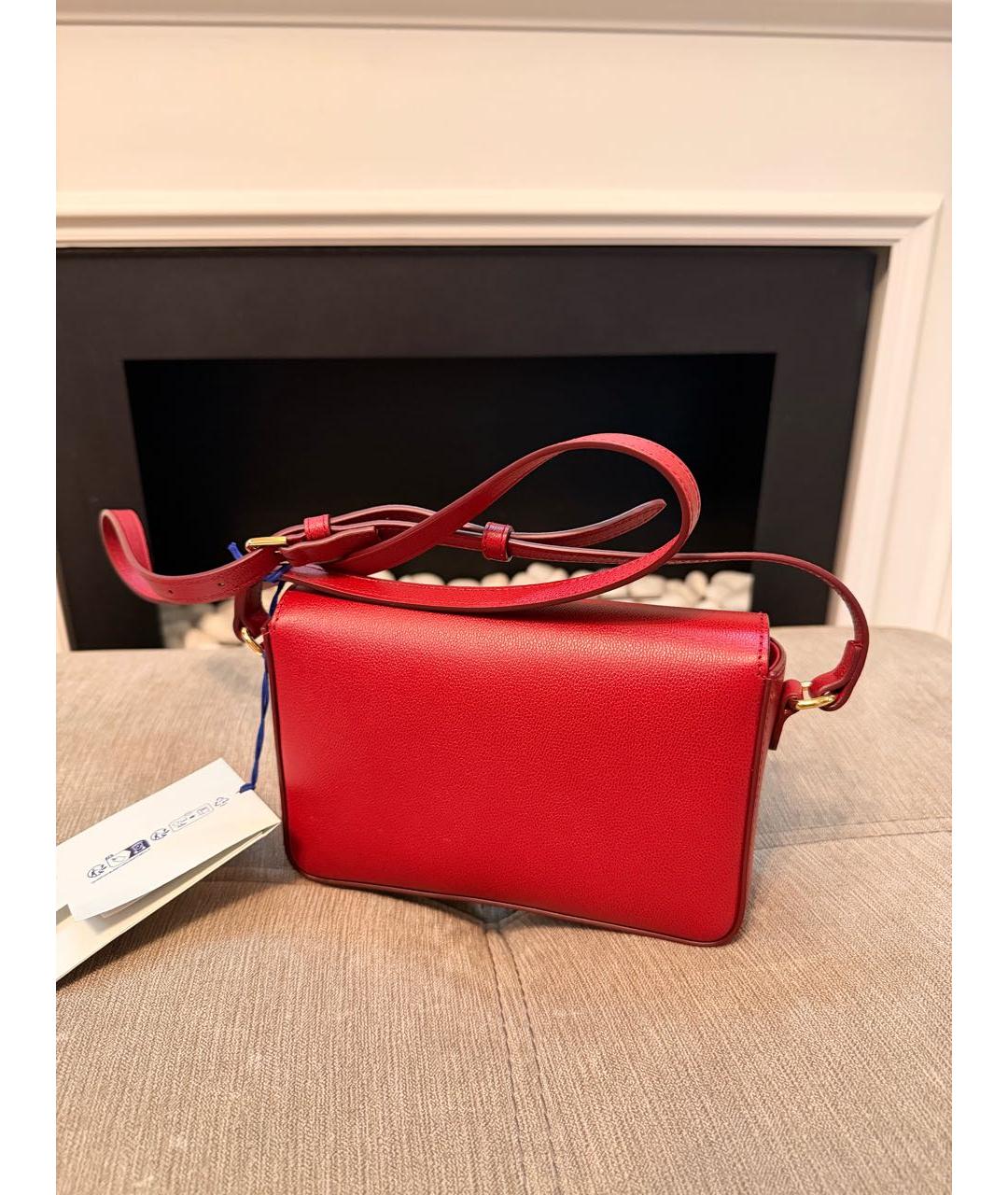 BURBERRY Красная кожаная сумка через плечо, фото 5
