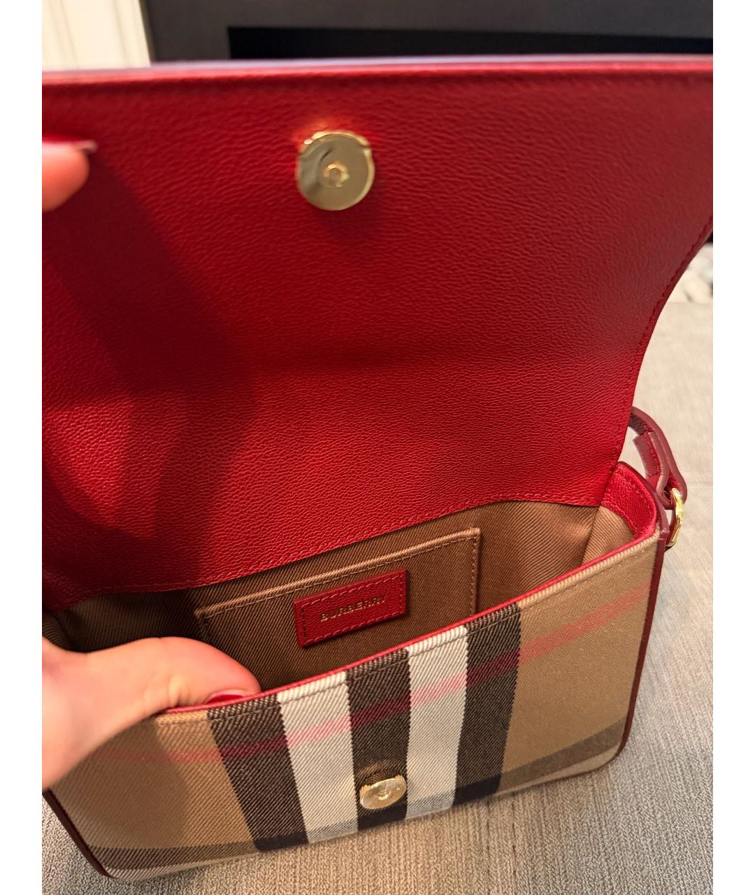 BURBERRY Красная кожаная сумка через плечо, фото 6