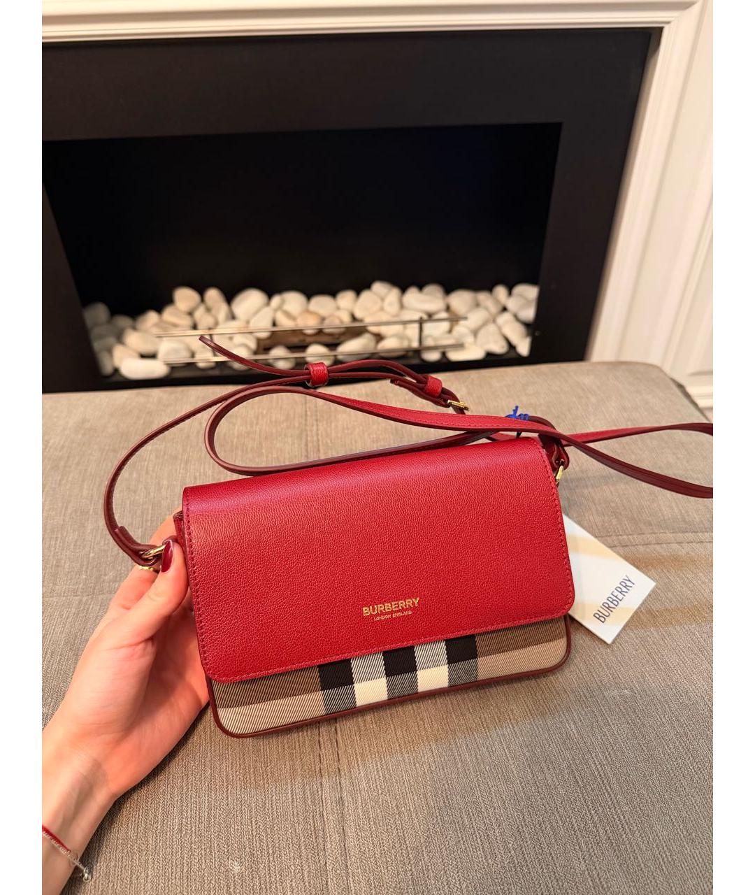 BURBERRY Красная кожаная сумка через плечо, фото 4