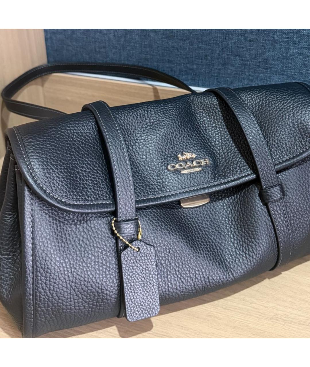 COACH Черная кожаная сумка через плечо, фото 6