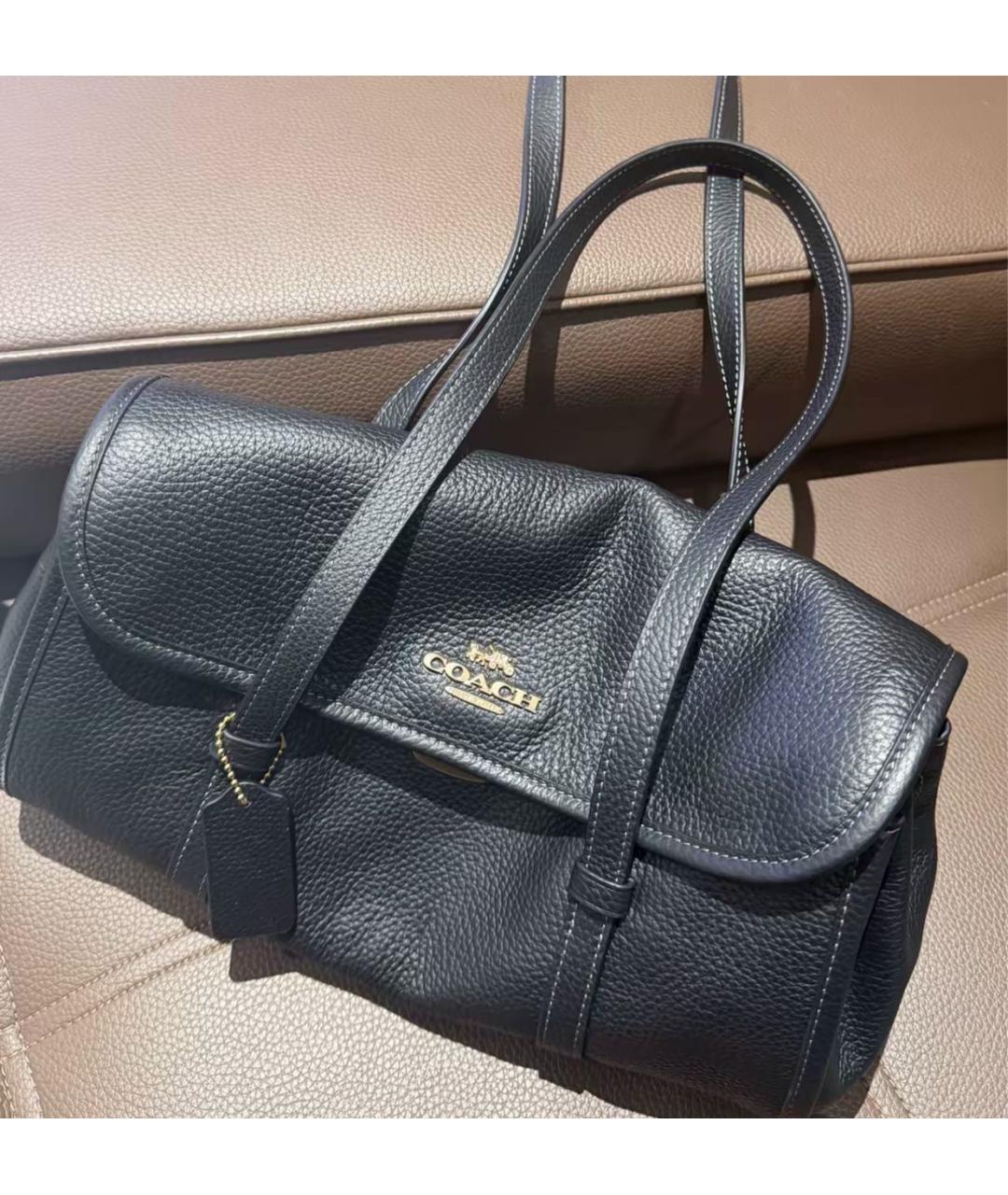 COACH Черная кожаная сумка через плечо, фото 5