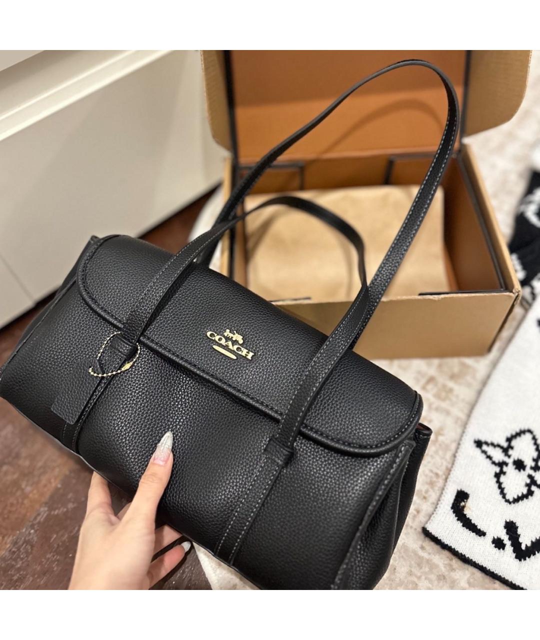 COACH Черная кожаная сумка через плечо, фото 3