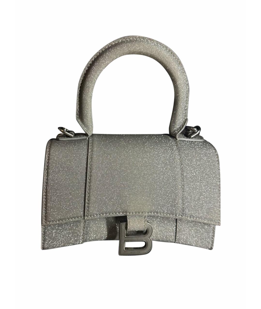 BALENCIAGA Серебряная кожаная сумка с короткими ручками, фото 1