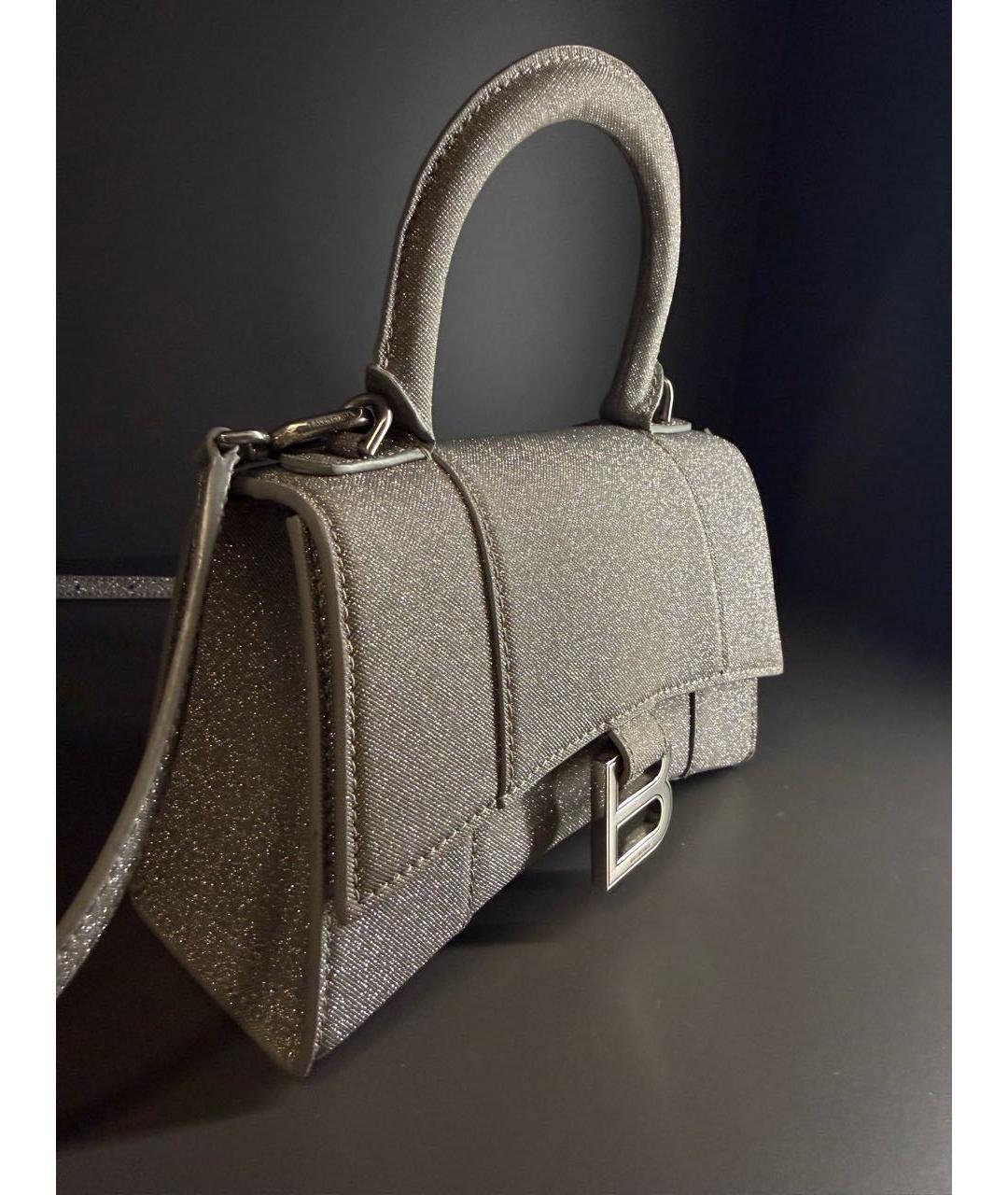 BALENCIAGA Серебряная кожаная сумка с короткими ручками, фото 2