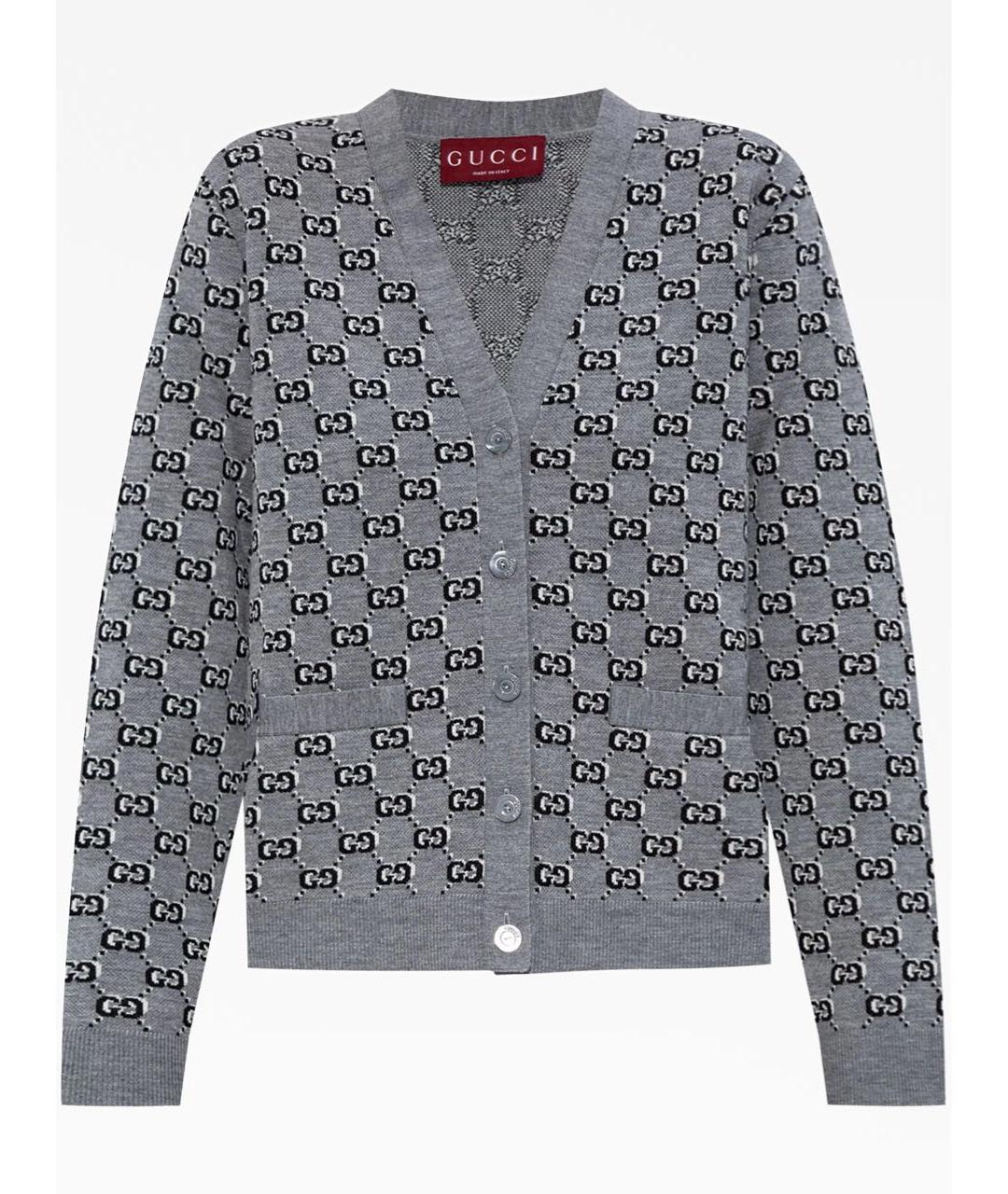 GUCCI Серый шерстяной кардиган, фото 6