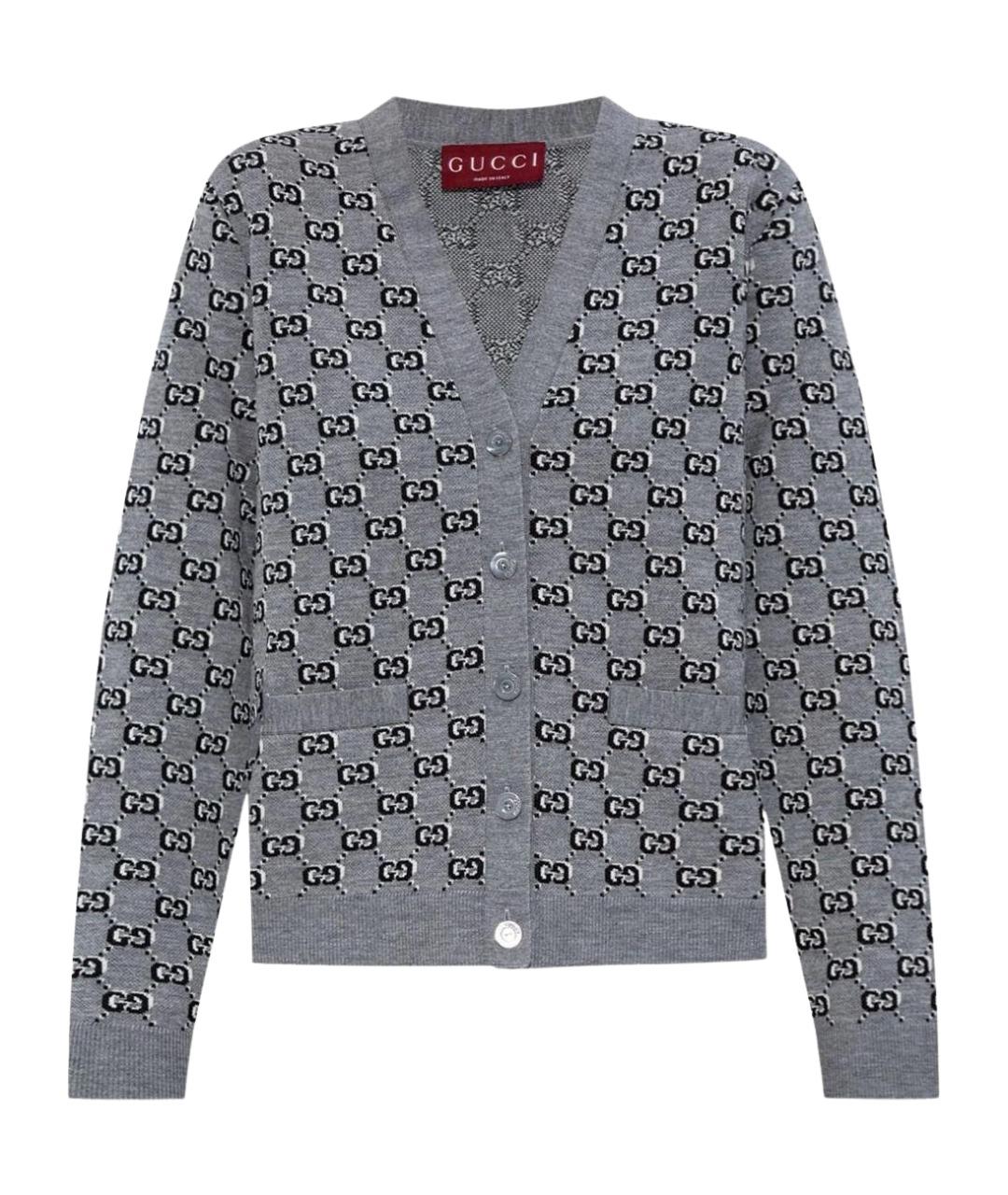 GUCCI Серый шерстяной кардиган, фото 1