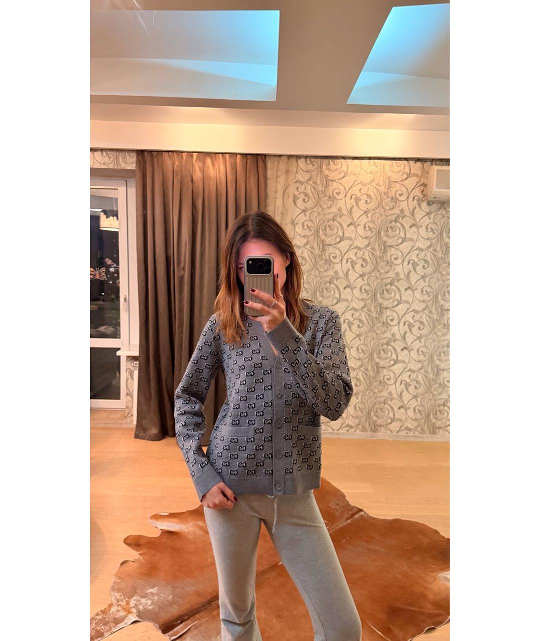 GUCCI Серый шерстяной кардиган, фото 4