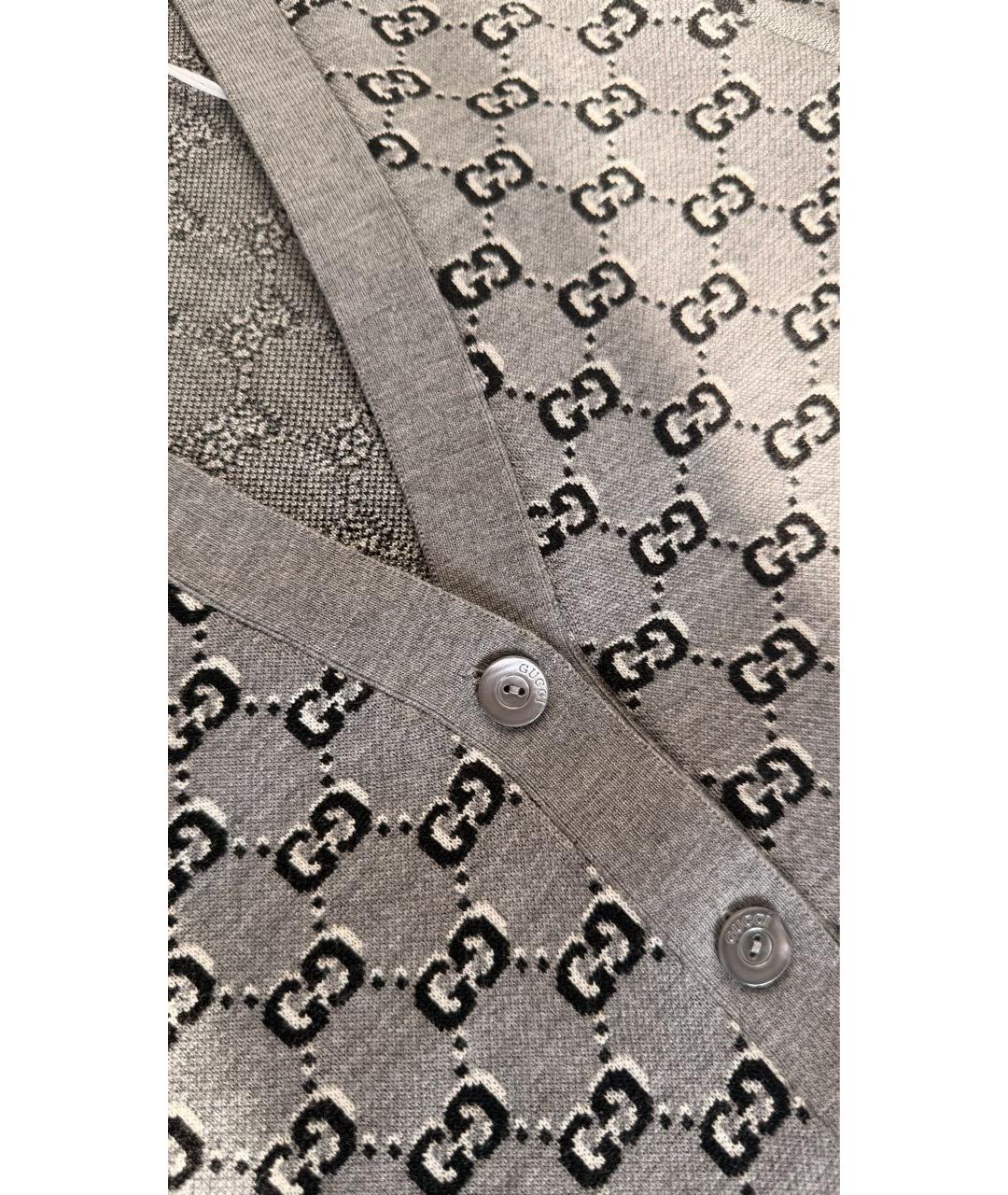 GUCCI Серый шерстяной кардиган, фото 5