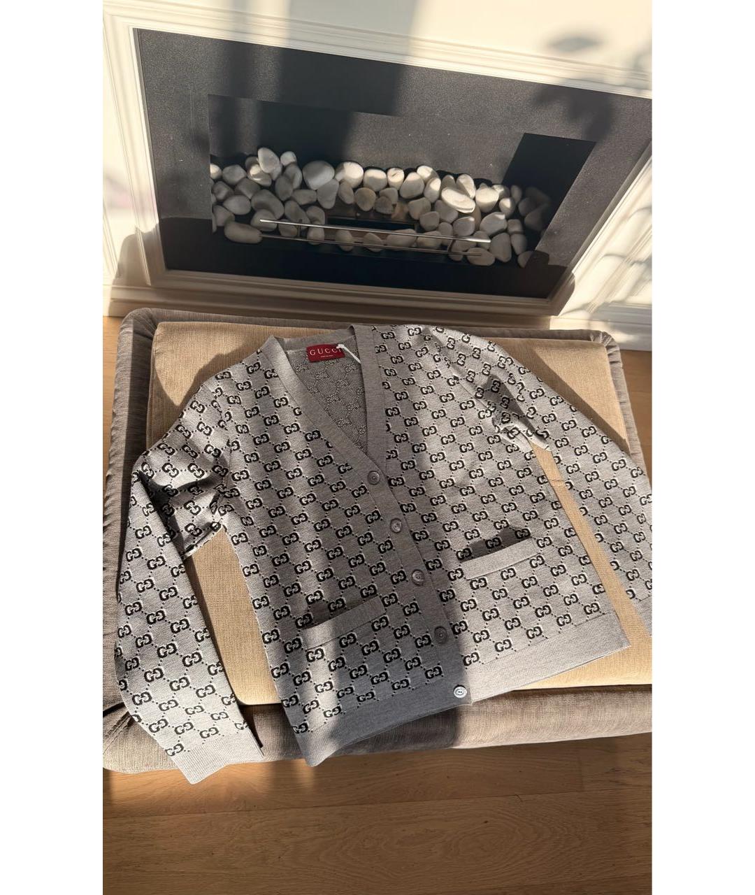 GUCCI Серый шерстяной кардиган, фото 2