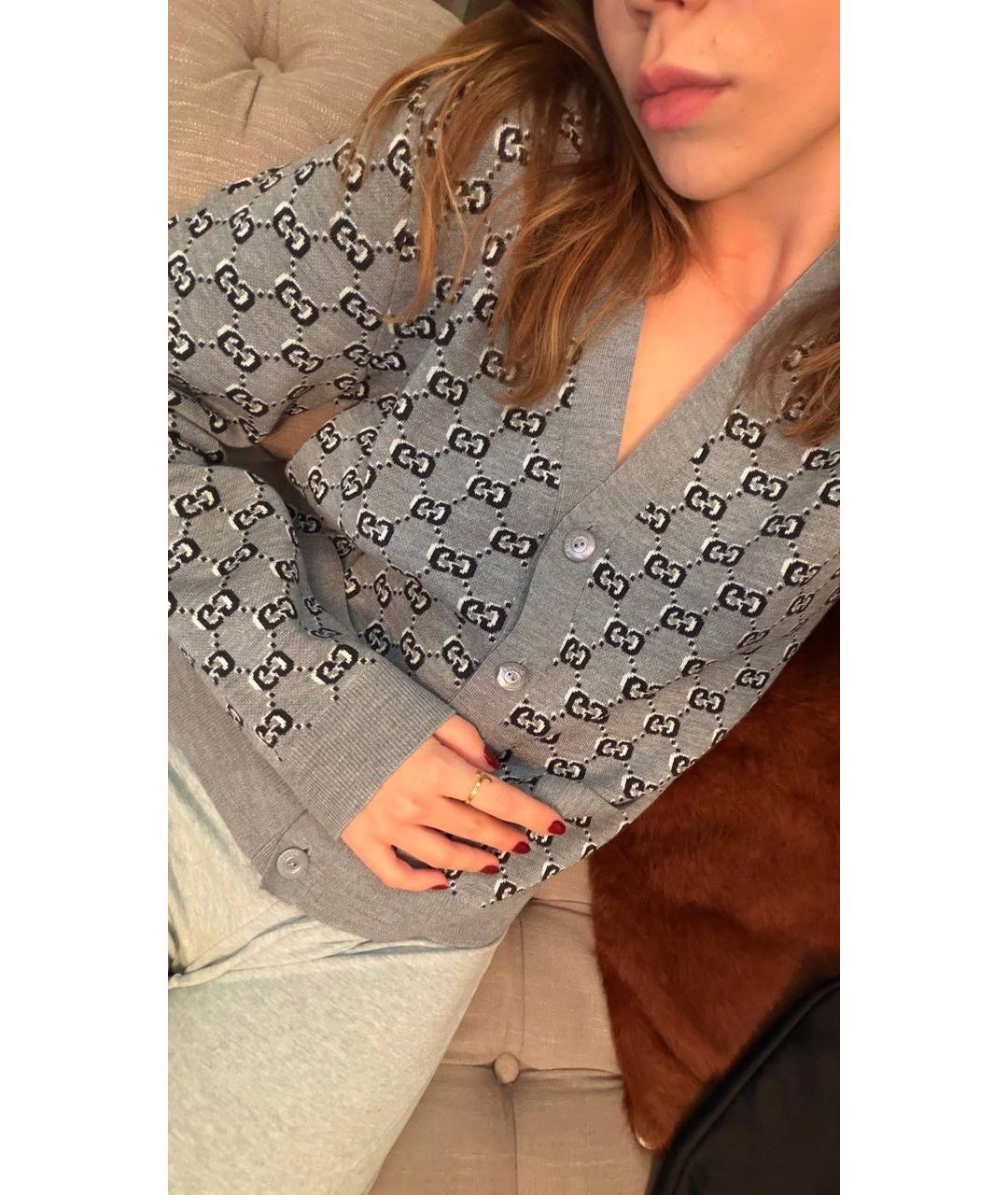 GUCCI Серый шерстяной кардиган, фото 3