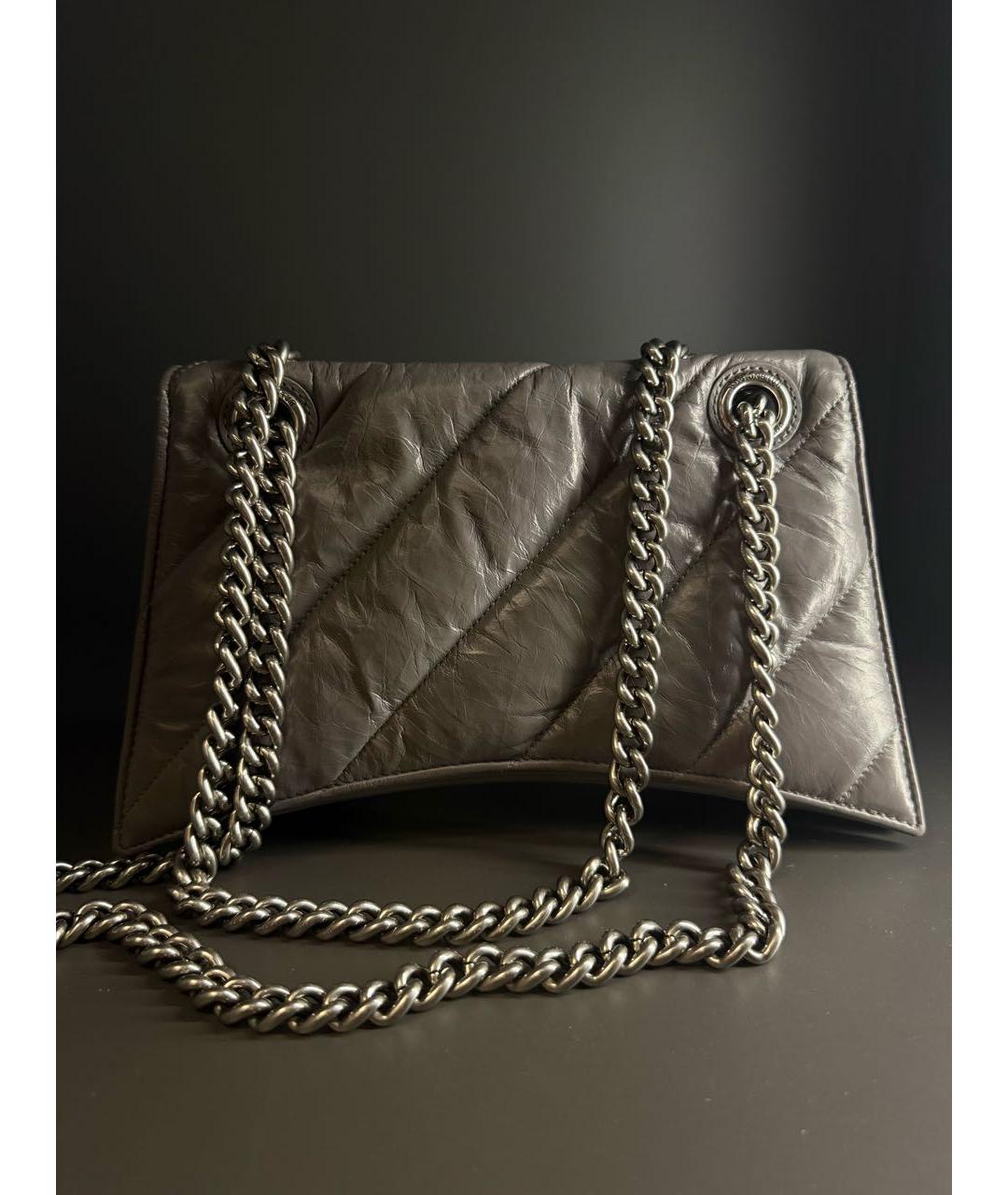 BALENCIAGA Серая кожаная сумка через плечо, фото 3