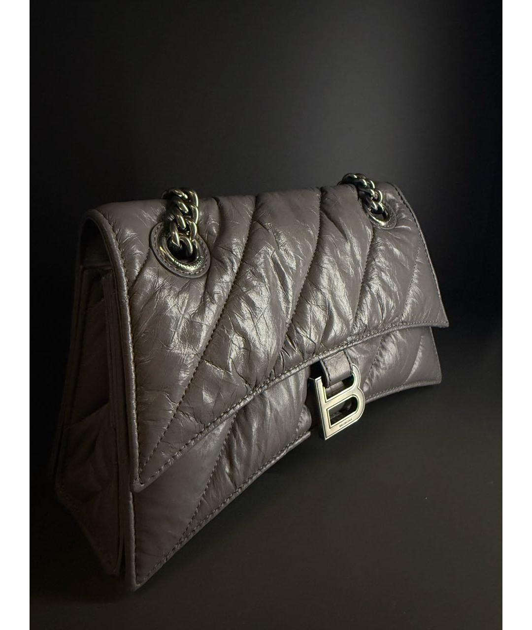 BALENCIAGA Серая кожаная сумка через плечо, фото 2