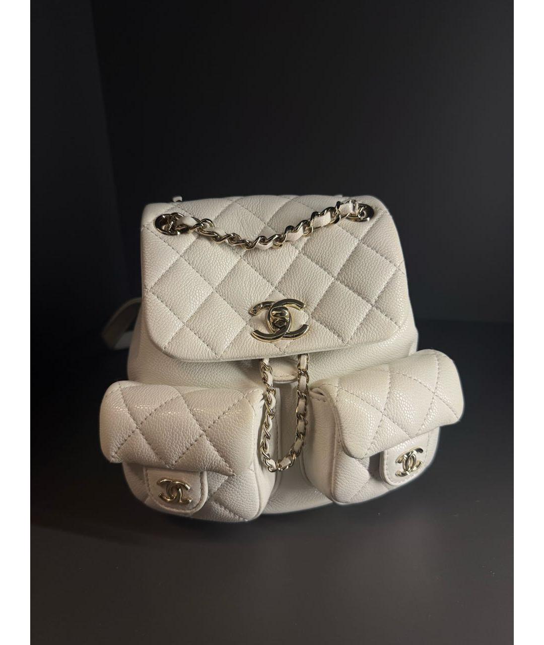 CHANEL Белый кожаный рюкзак, фото 5