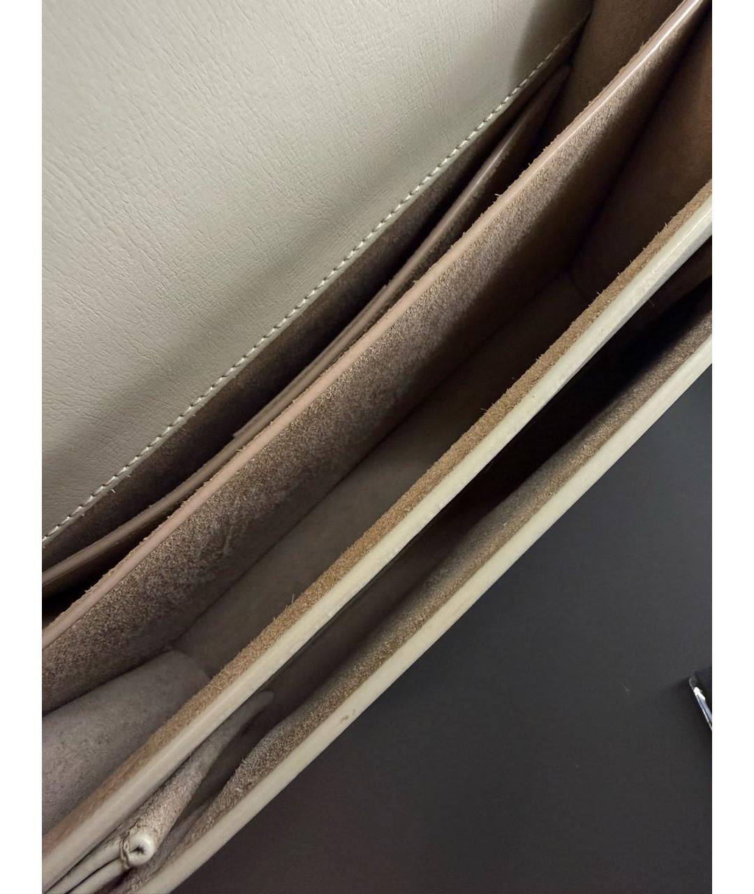 SAINT LAURENT Бежевая кожаная сумка через плечо, фото 4