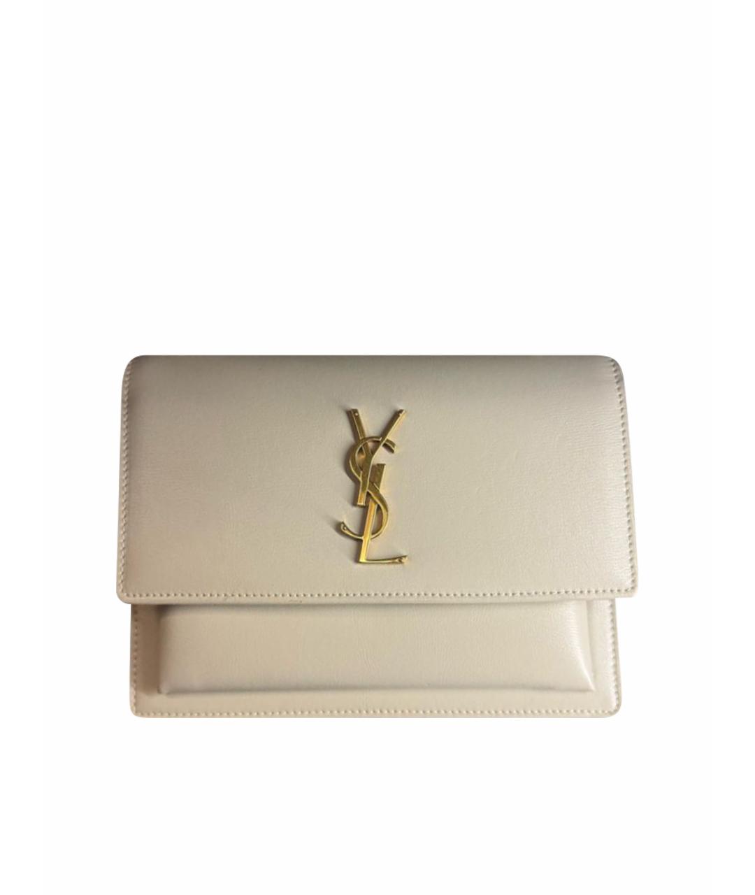 SAINT LAURENT Бежевая кожаная сумка через плечо, фото 1