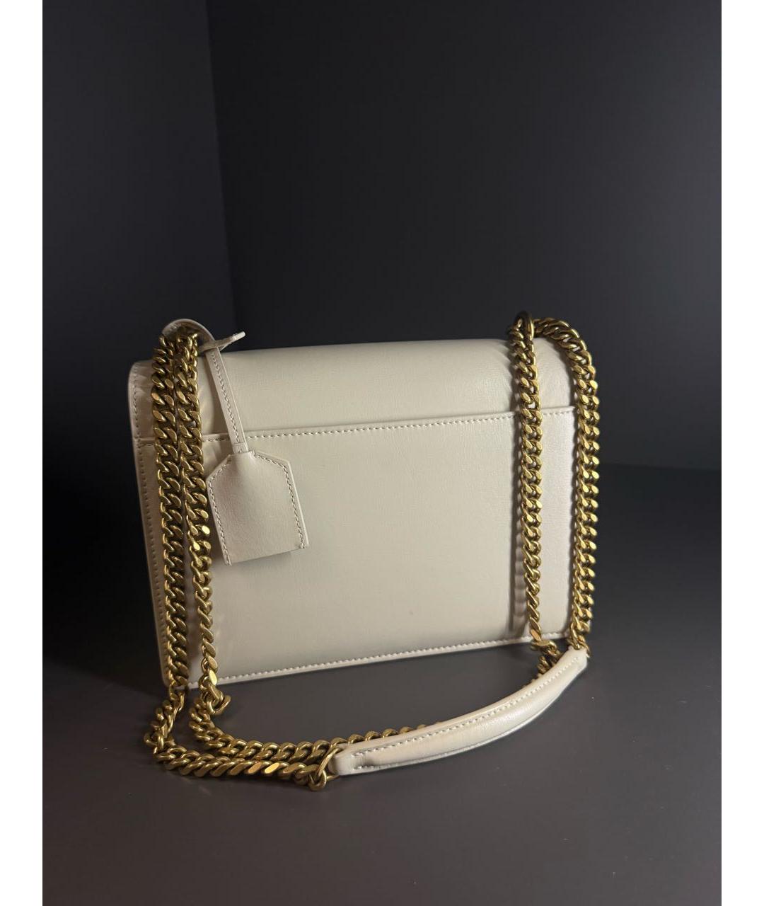 SAINT LAURENT Бежевая кожаная сумка через плечо, фото 3