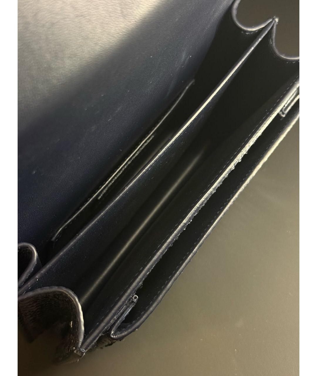 SAINT LAURENT Темно-синяя сумка через плечо из экзотической кожи, фото 4