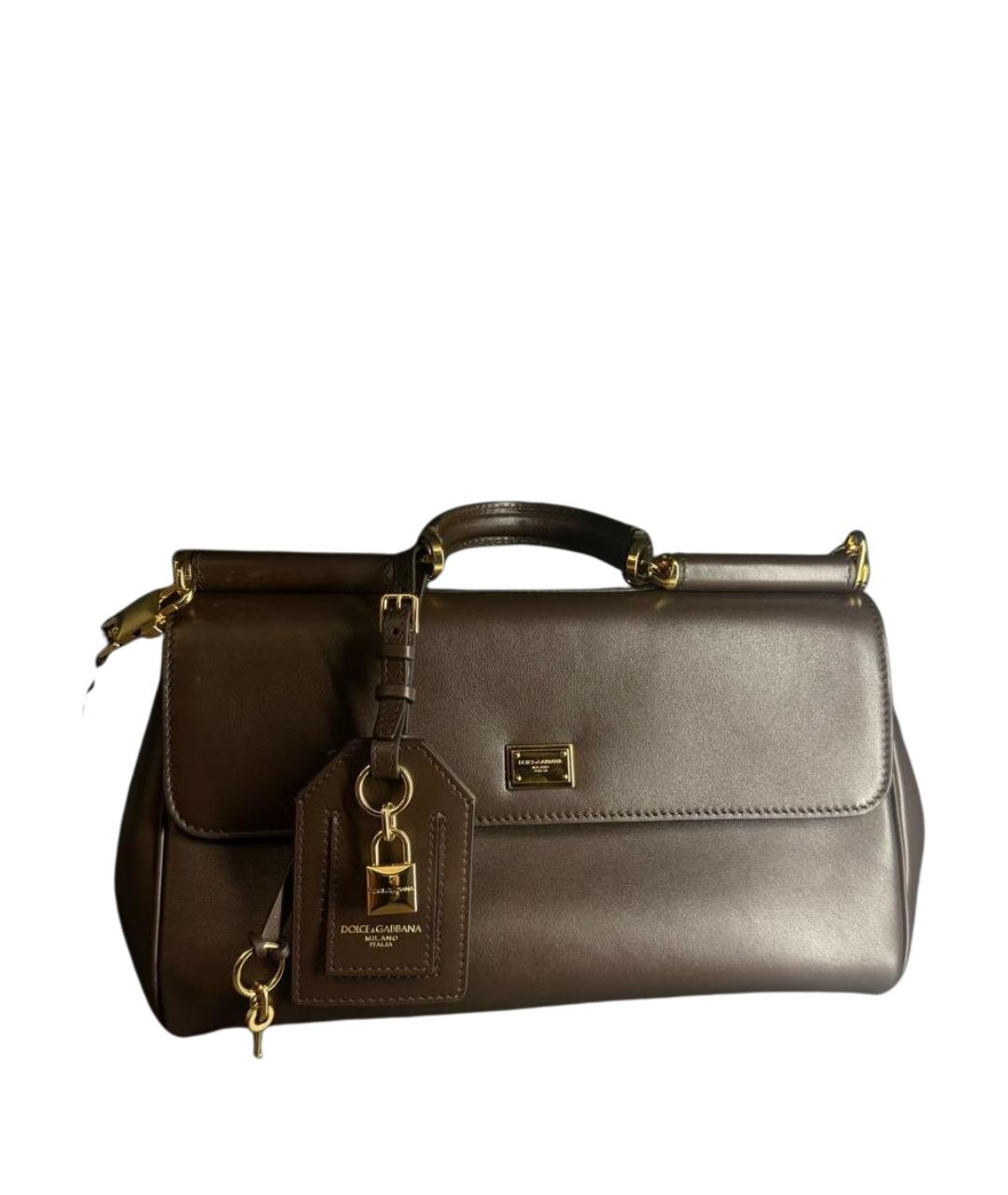 DOLCE&GABBANA Коричневая кожаная сумка с короткими ручками, фото 1