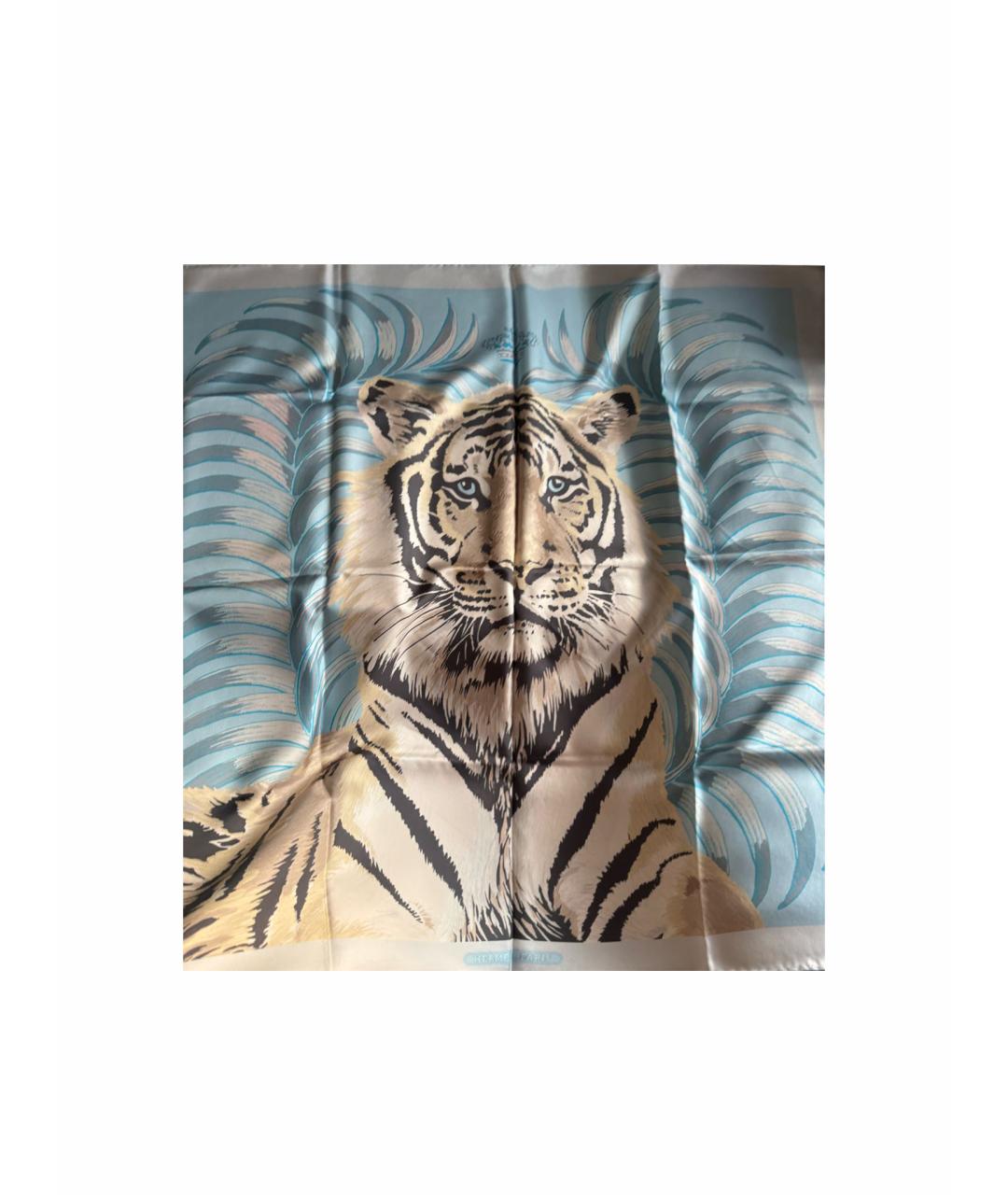 HERMES Бирюзовый шелковый шарф, фото 1