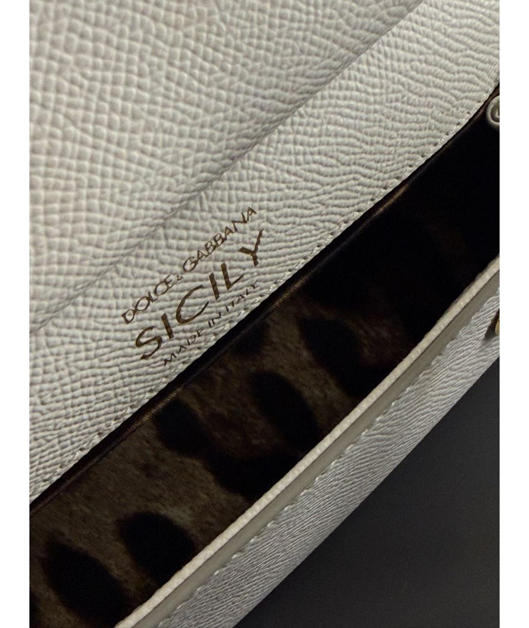 DOLCE&GABBANA Белая кожаная сумка с короткими ручками, фото 4