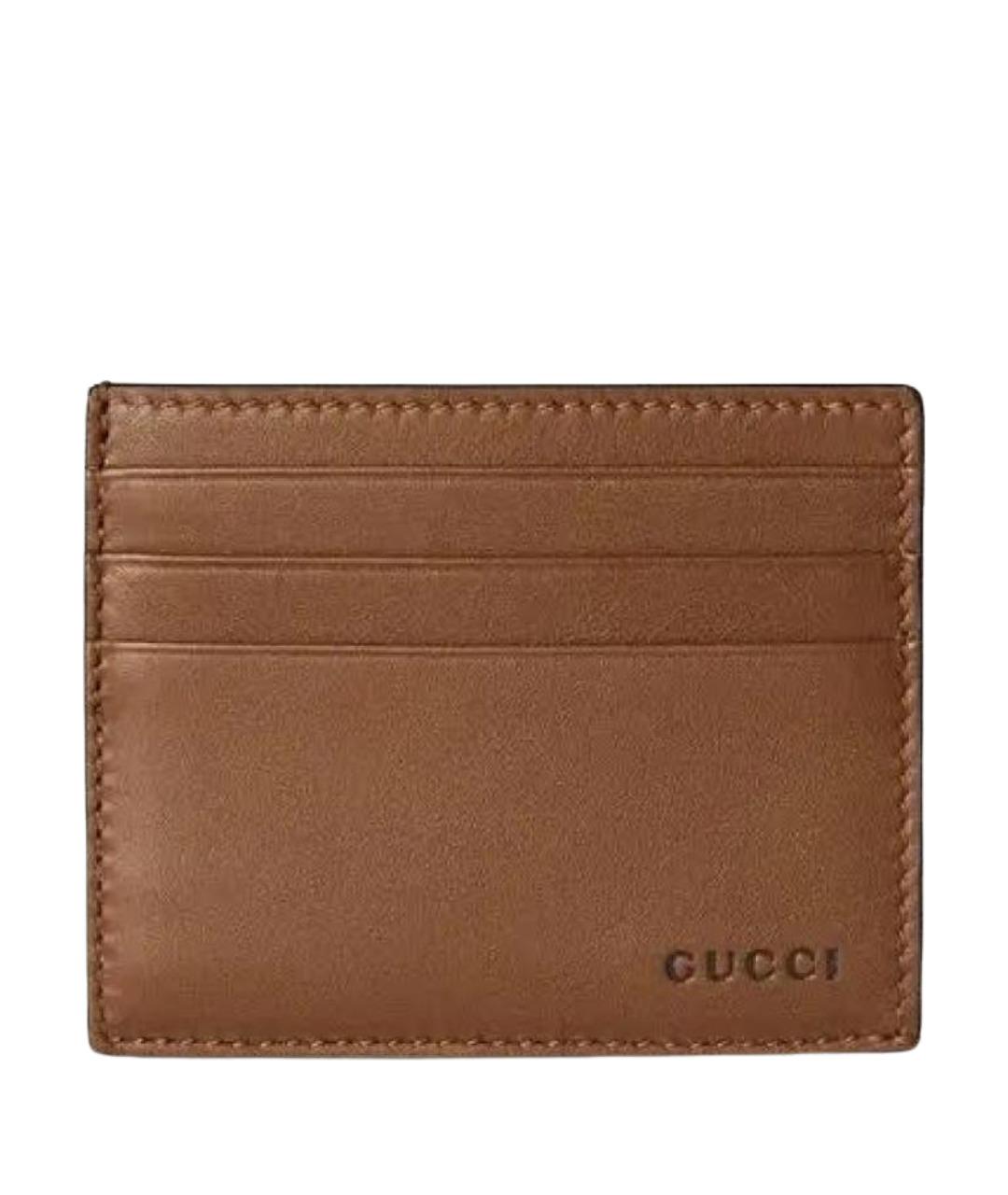 GUCCI Коричневый кожаный кардхолдер, фото 1