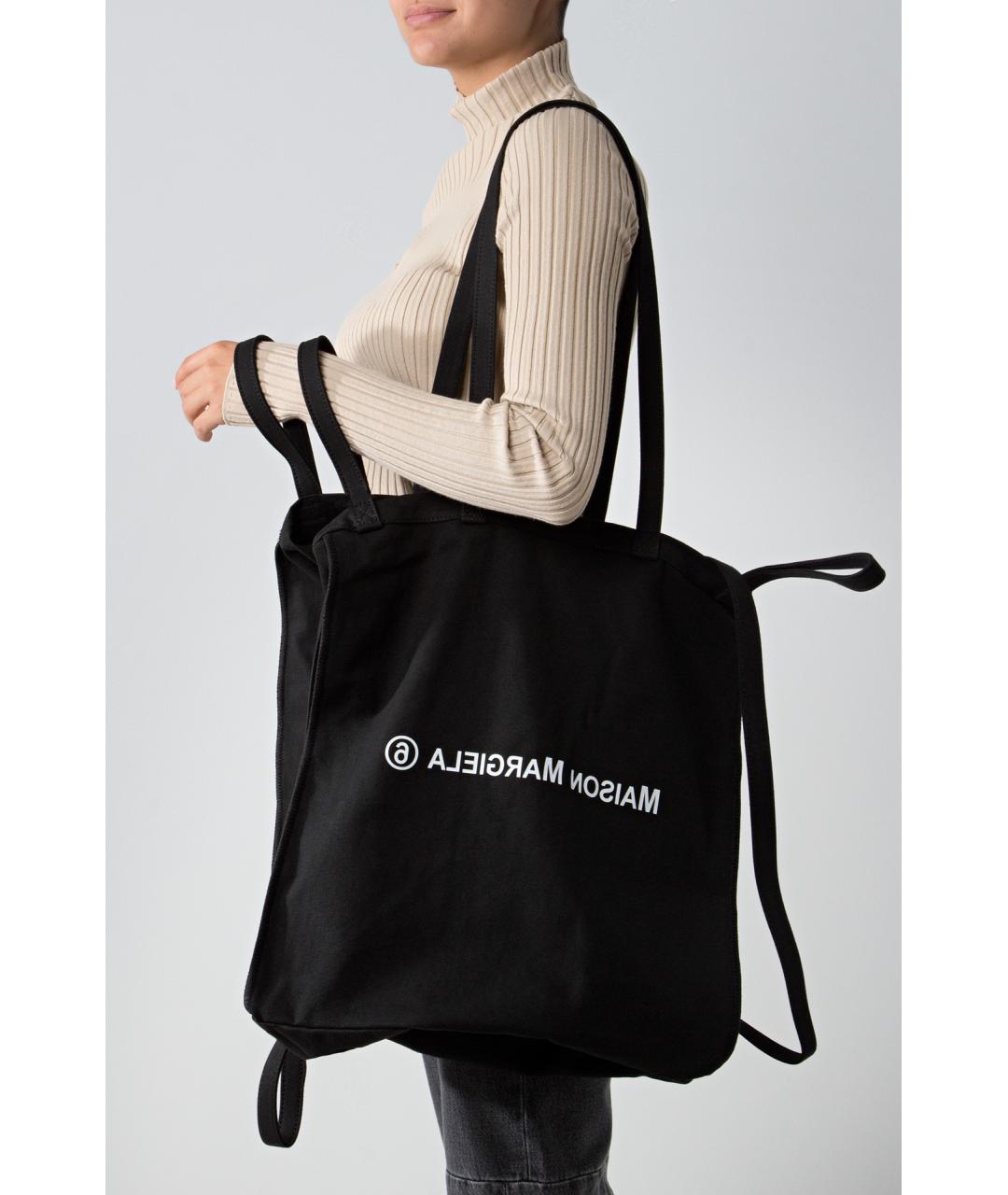 MM6 MAISON MARGIELA Черная тканевая сумка тоут, фото 2