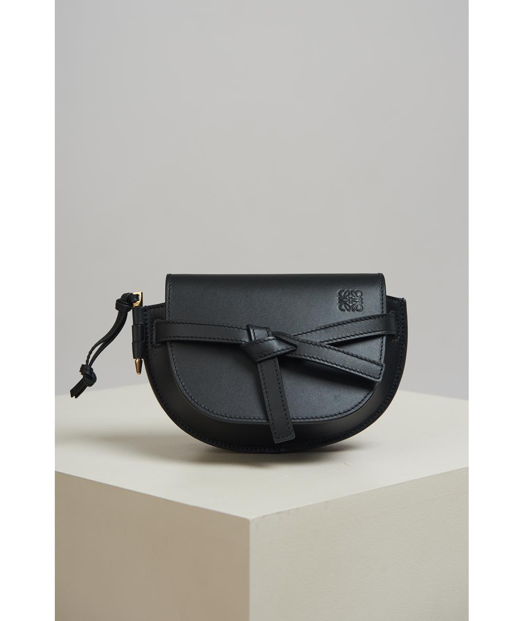 LOEWE Черная кожаная сумка с короткими ручками, фото 4