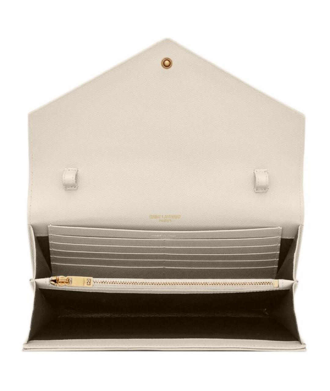 SAINT LAURENT Бежевая кожаная сумка через плечо, фото 5