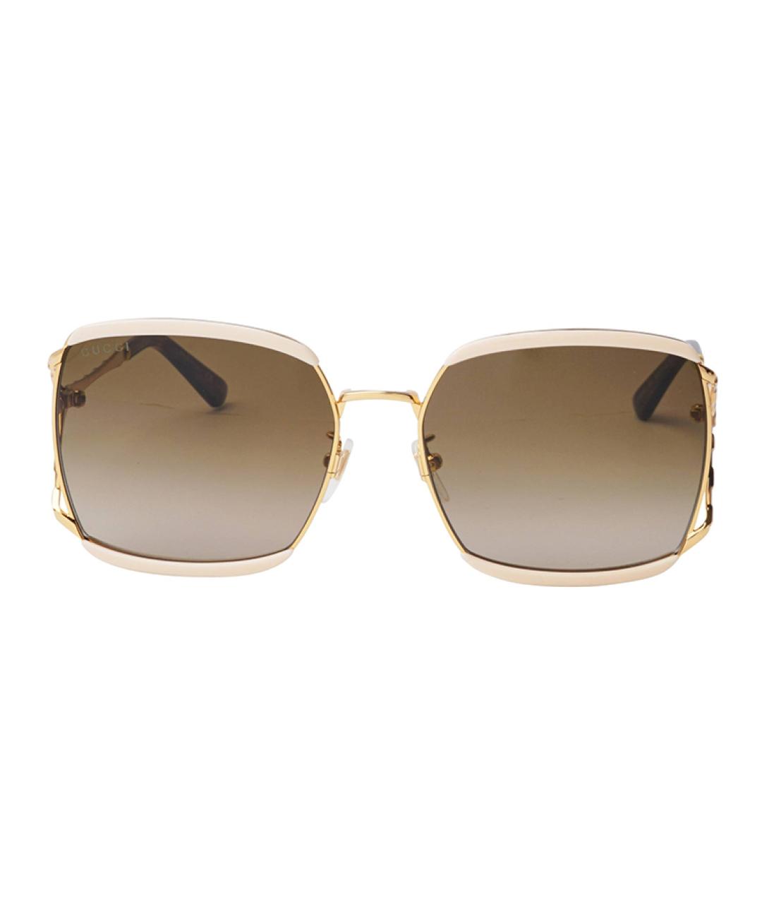GUCCI Золотые металлические солнцезащитные очки, фото 2