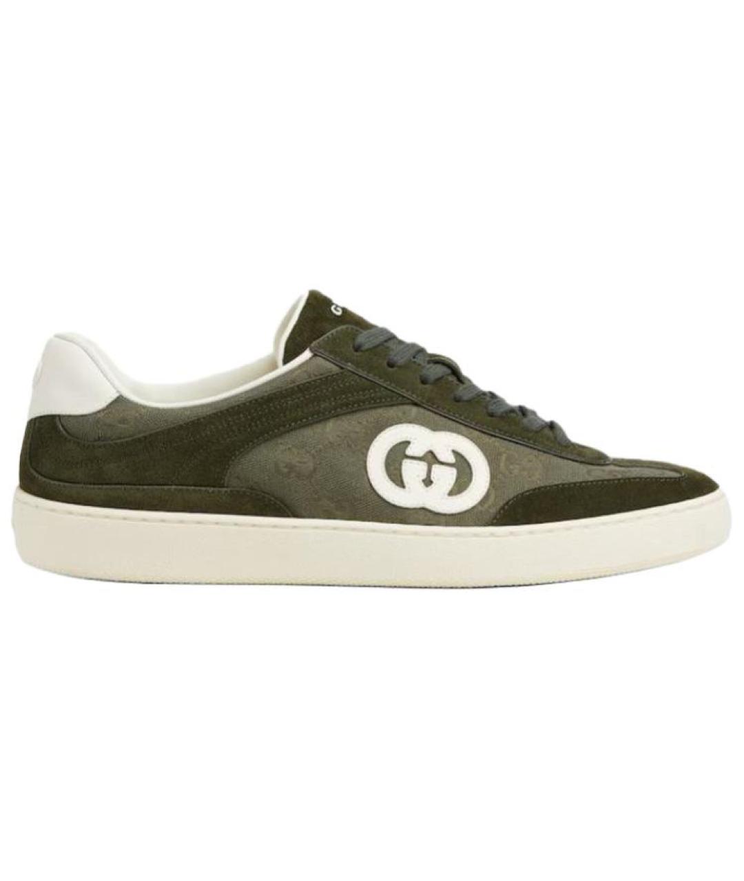 GUCCI Зеленые замшевые низкие кроссовки / кеды, фото 1