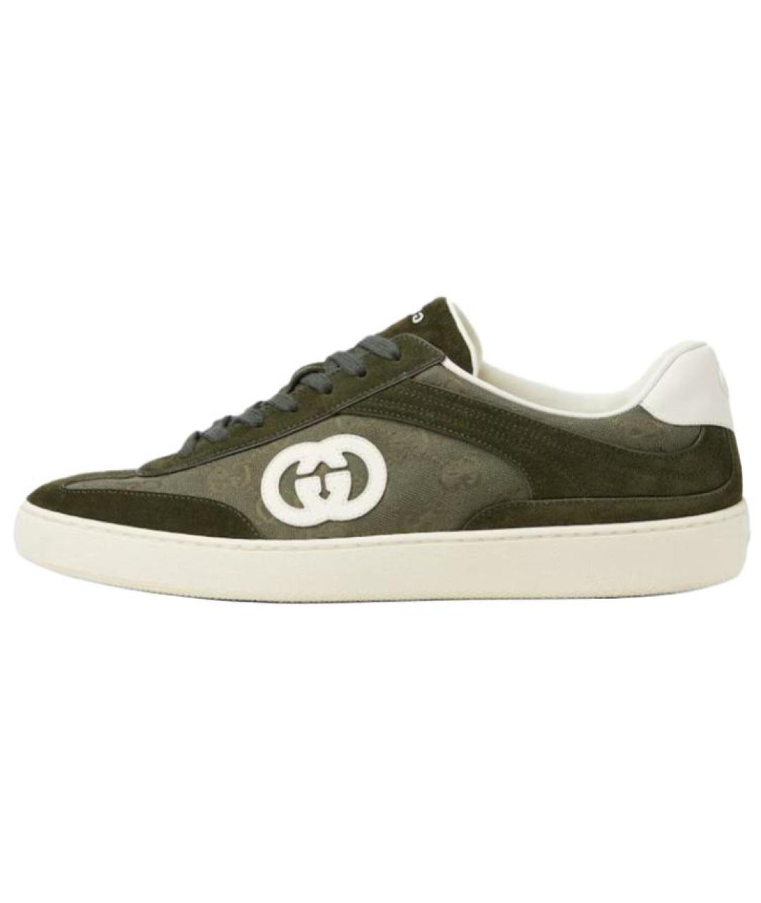 GUCCI Зеленые замшевые низкие кроссовки / кеды, фото 2