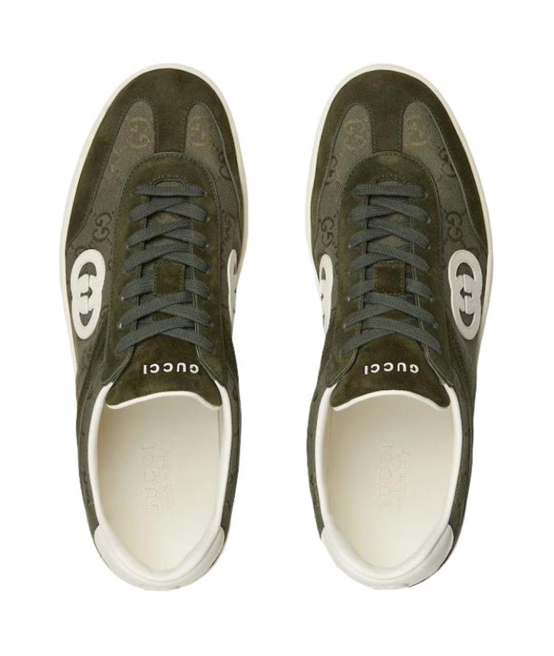 GUCCI Зеленые замшевые низкие кроссовки / кеды, фото 4