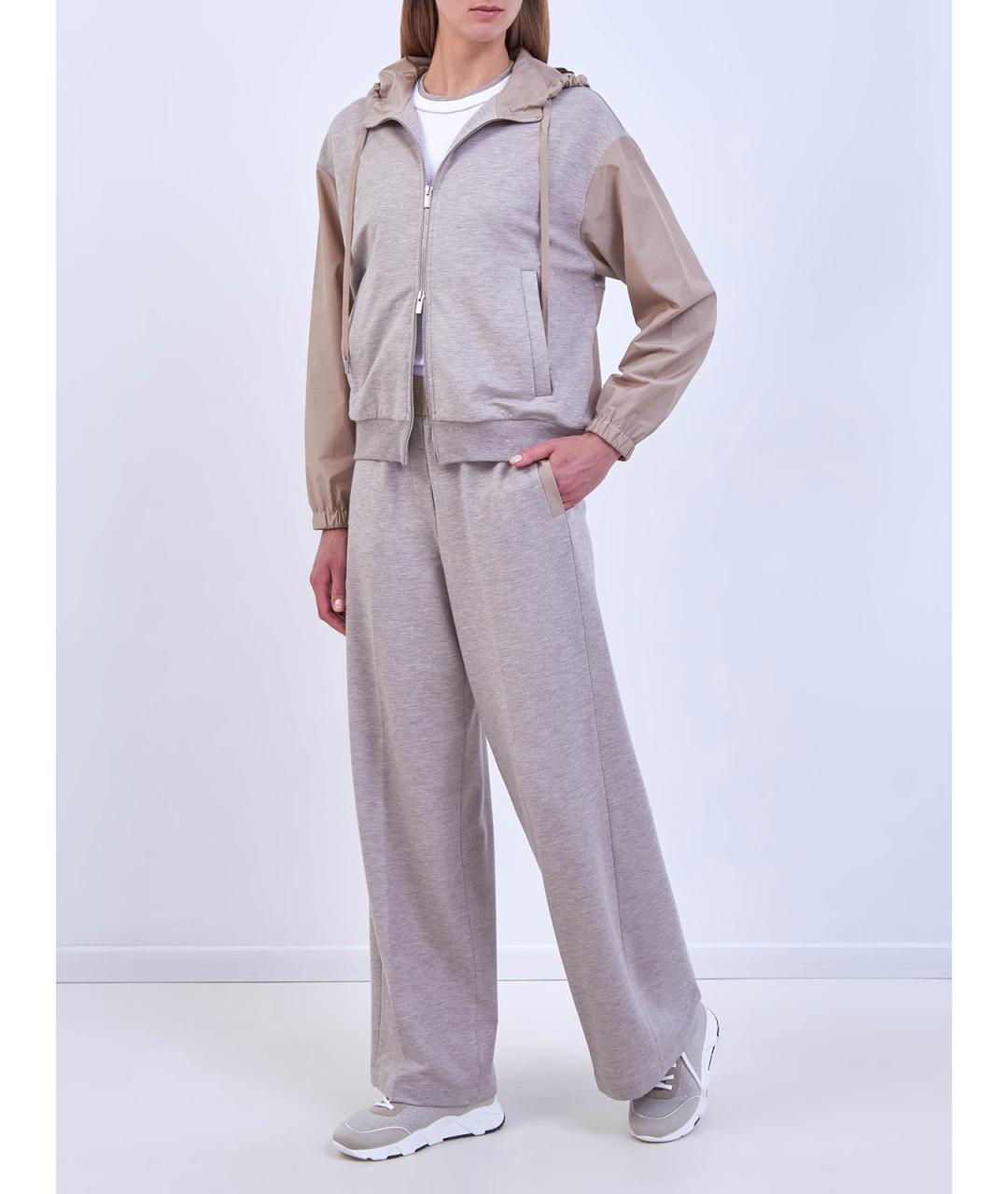 PESERICO Бежевые вискозные прямые брюки, фото 2