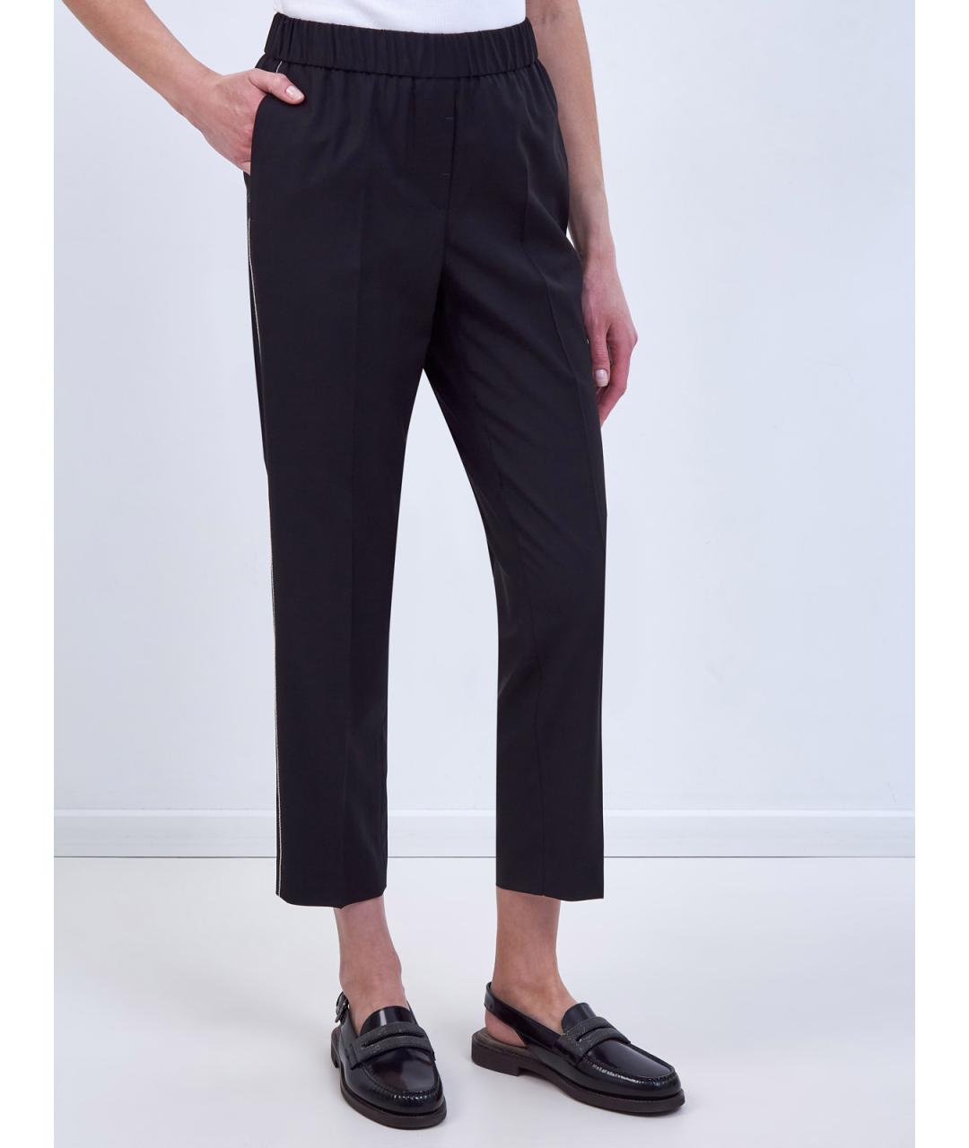 PESERICO Черные шерстяные брюки узкие, фото 3