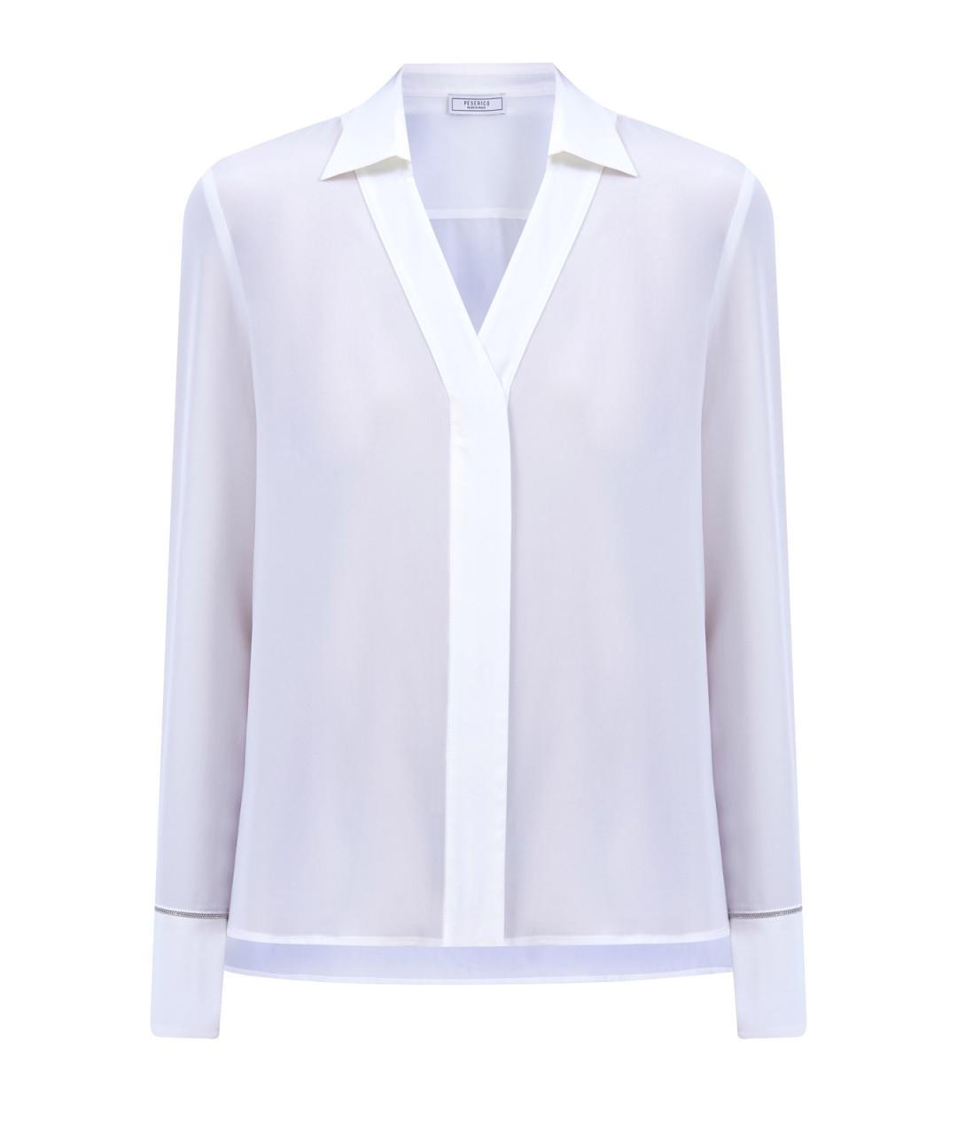 PESERICO Белая шелковая блузы, фото 1