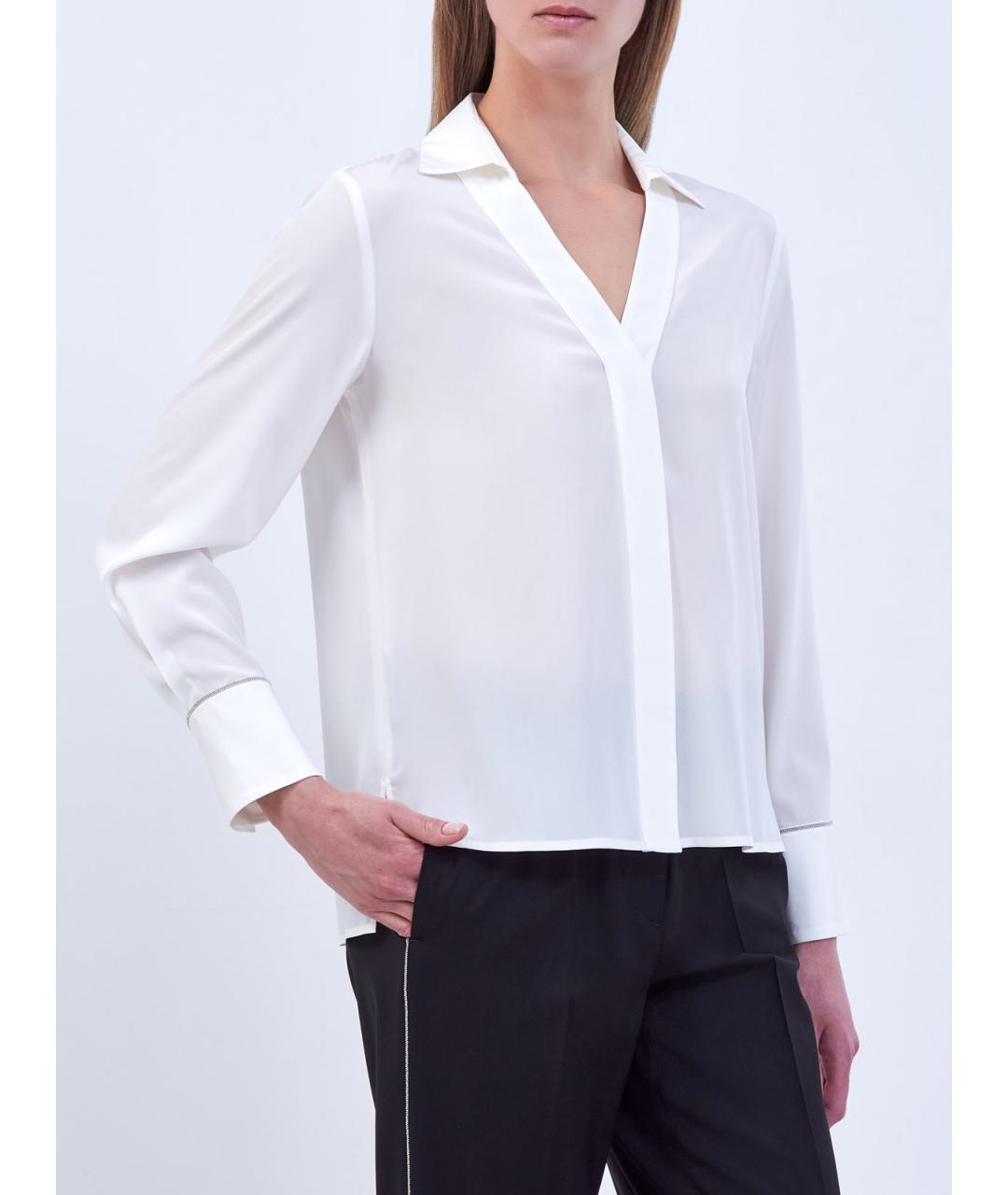 PESERICO Белая шелковая блузы, фото 3