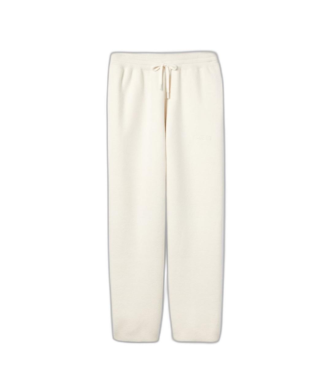 GUCCI Бежевые шерстяные повседневные брюки, фото 1