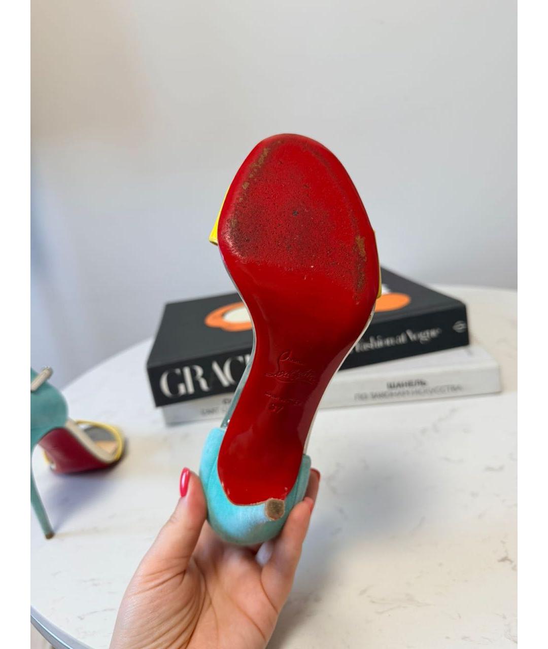 CHRISTIAN LOUBOUTIN Мульти кожаные босоножки, фото 4