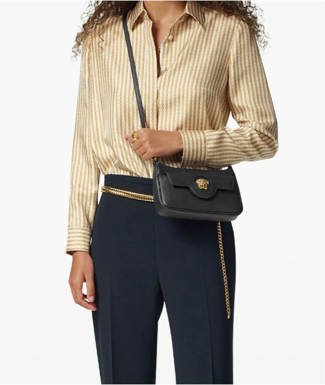 VERSACE Черная кожаная сумка через плечо, фото 4