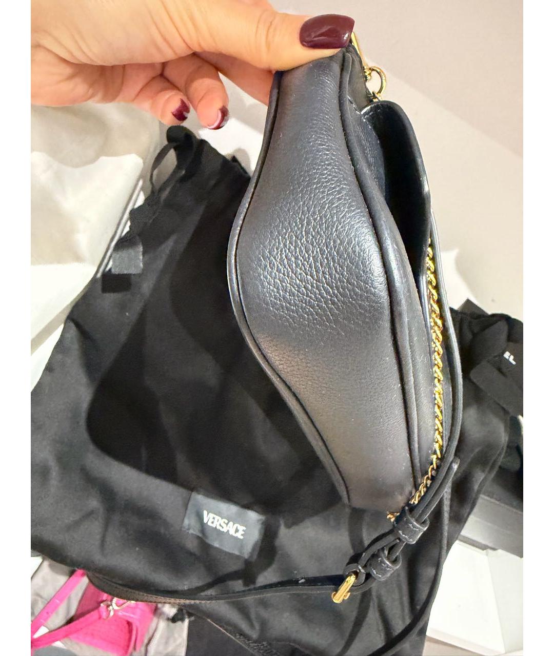 VERSACE Черная кожаная сумка через плечо, фото 5