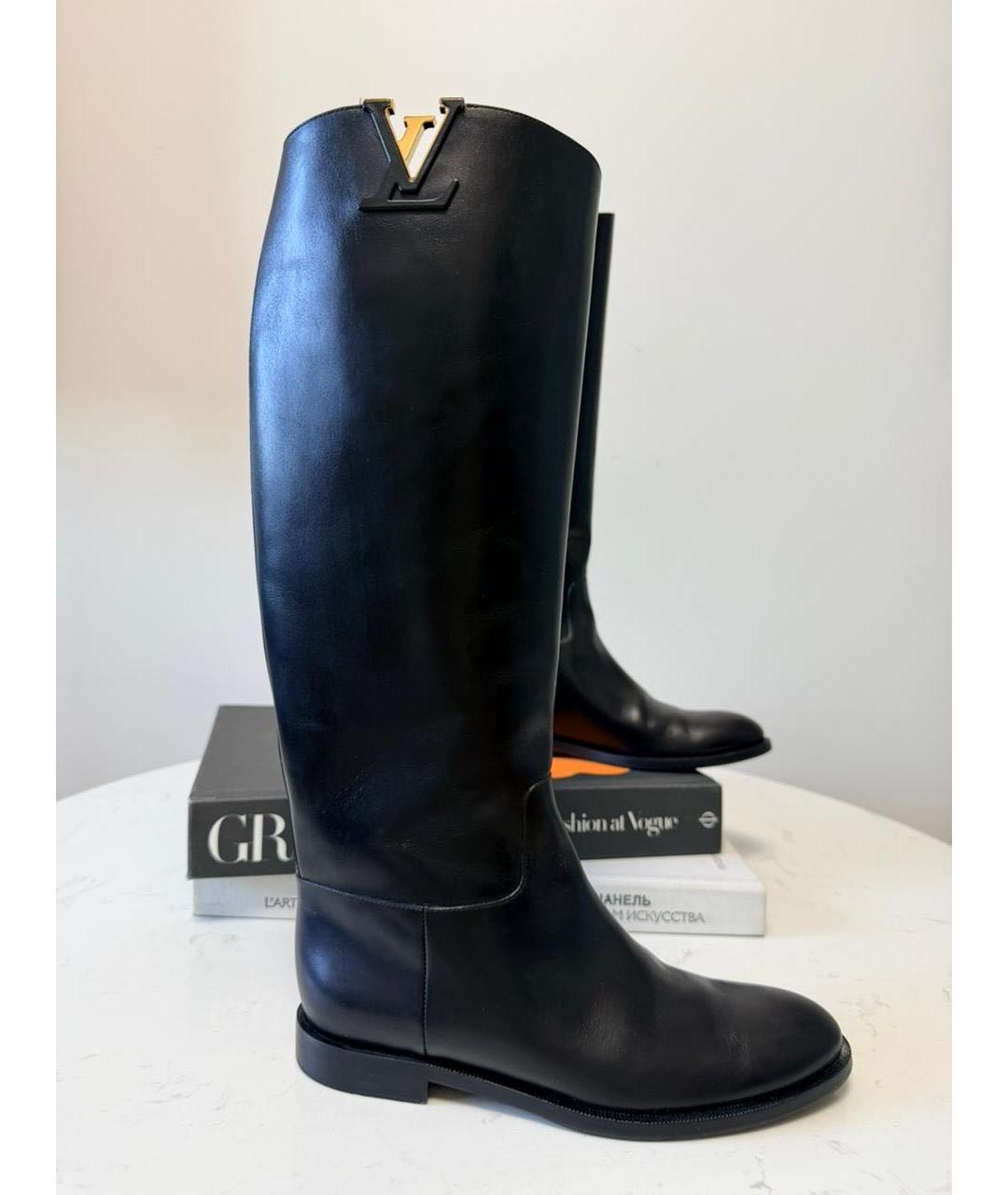 LOUIS VUITTON Черные кожаные сапоги, фото 5