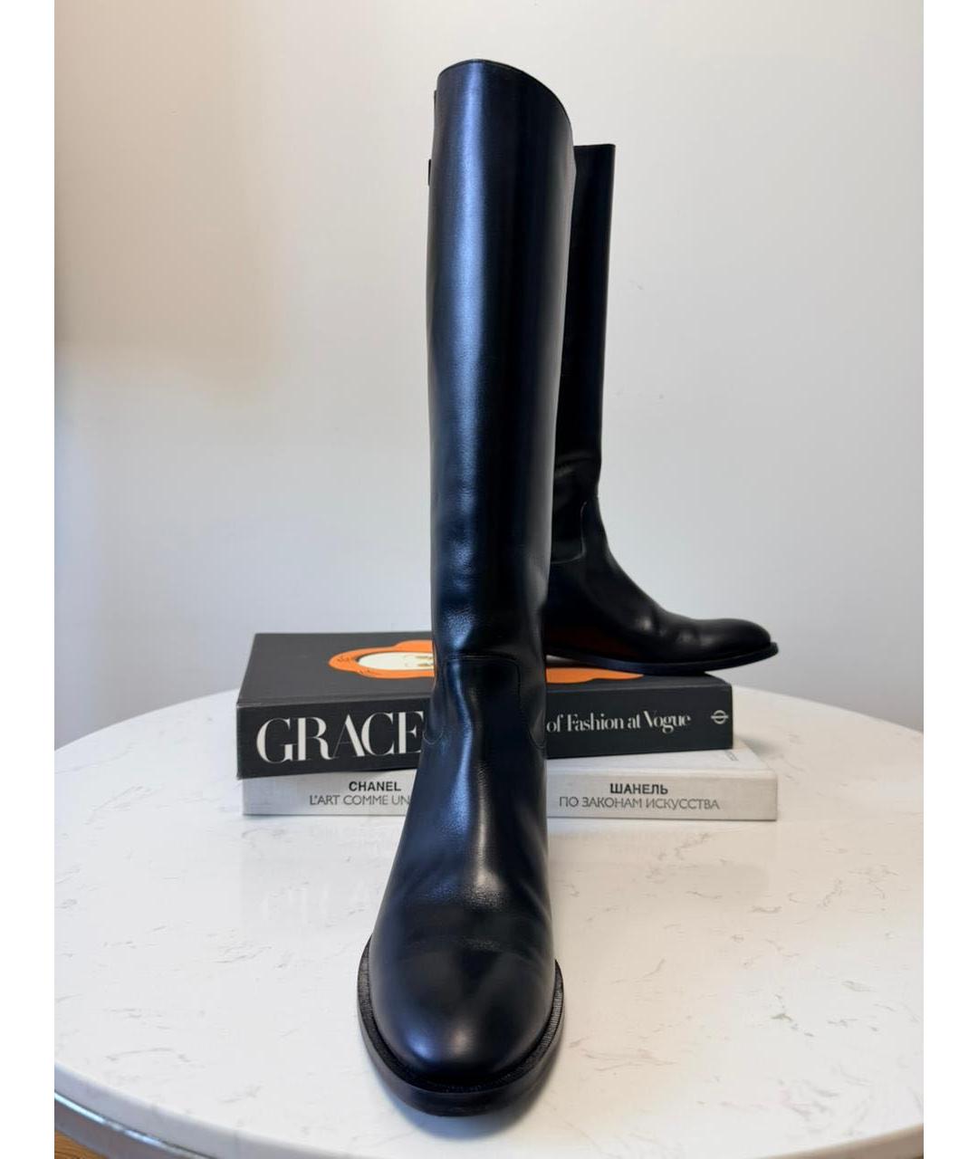 LOUIS VUITTON Черные кожаные сапоги, фото 4