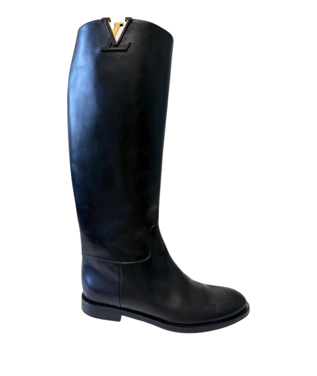 LOUIS VUITTON Черные кожаные сапоги, фото 1