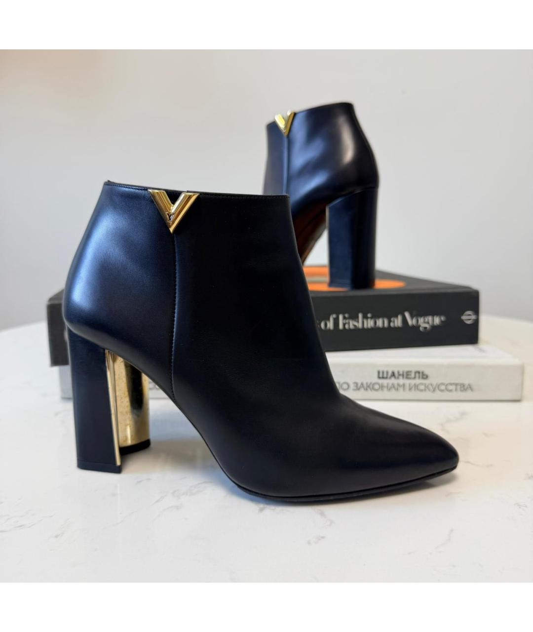 LOUIS VUITTON Черные кожаные ботильоны, фото 5