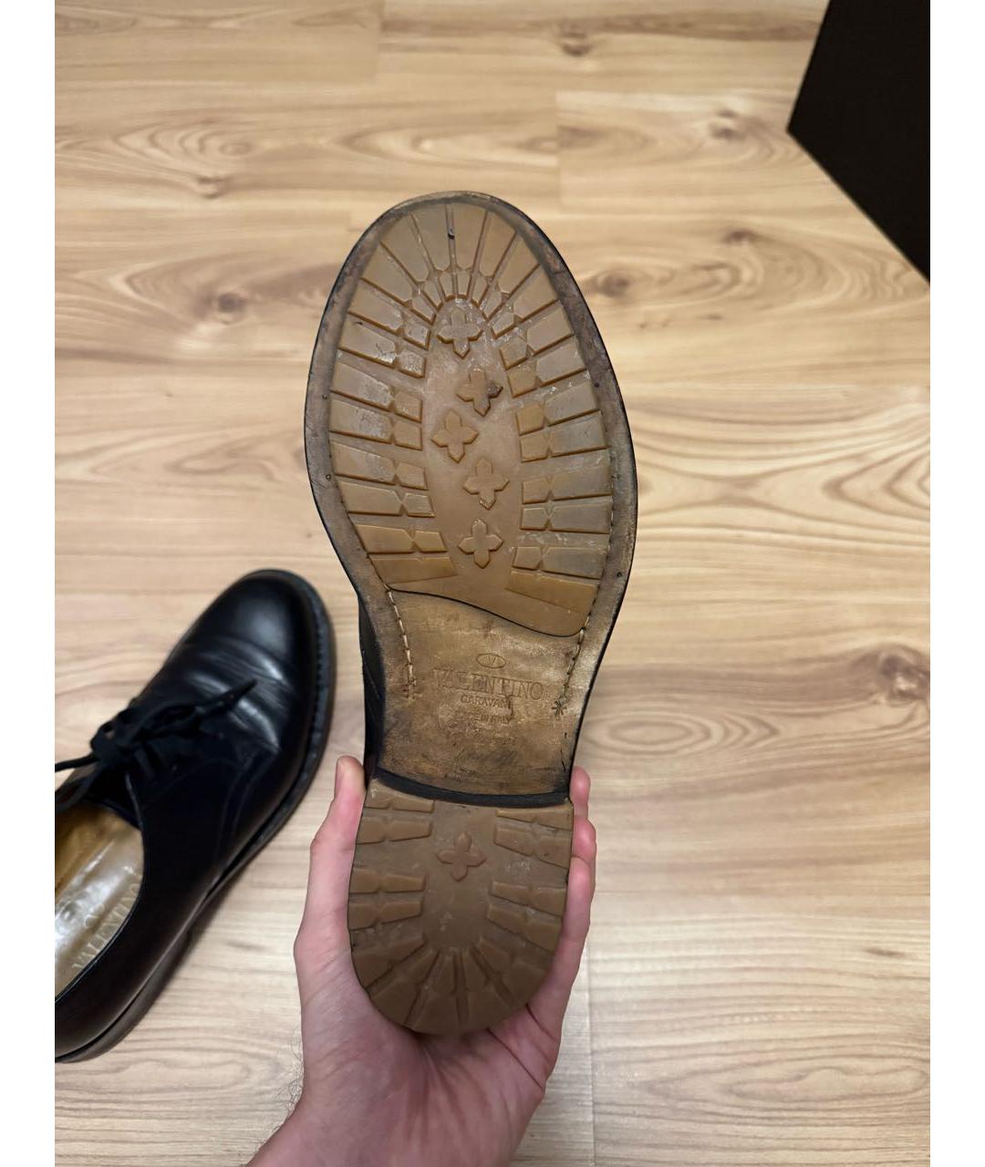 VALENTINO Черные кожаные низкие ботинки, фото 6