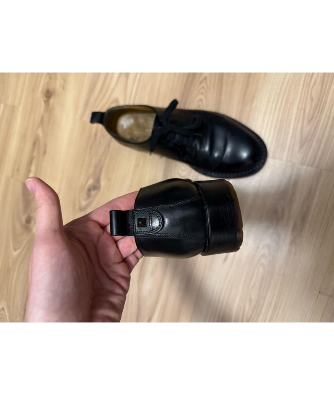 VALENTINO Черные кожаные низкие ботинки, фото 3