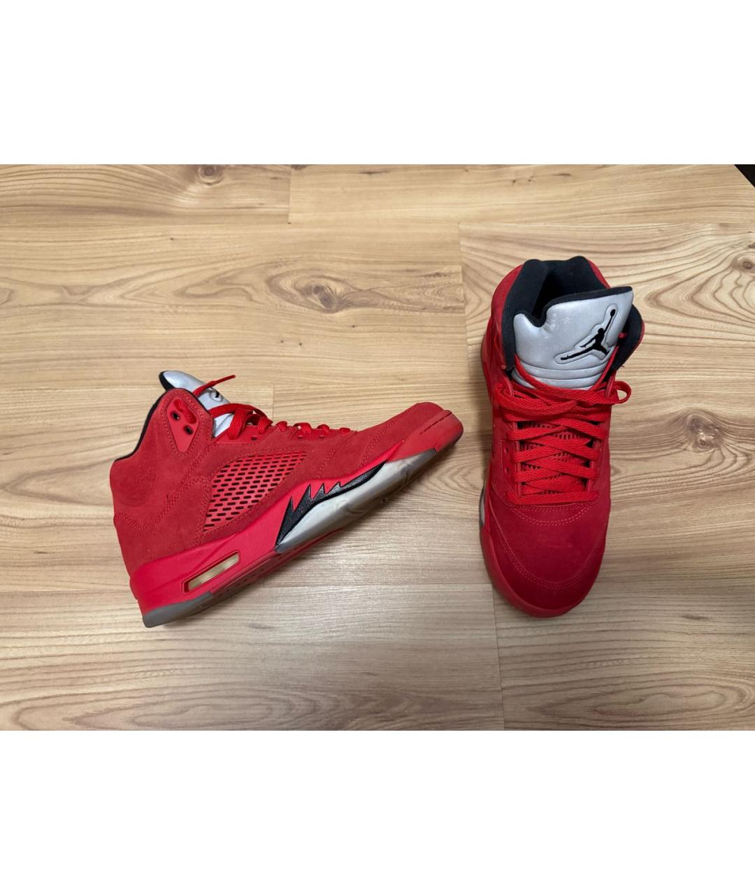 JORDAN Красные замшевые высокие кроссовки / кеды, фото 3