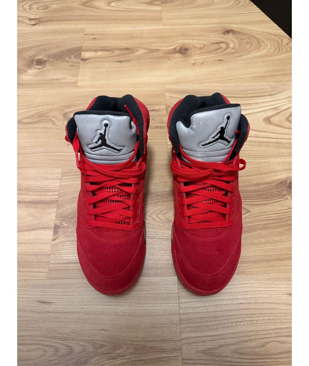 JORDAN Красные замшевые высокие кроссовки / кеды, фото 2